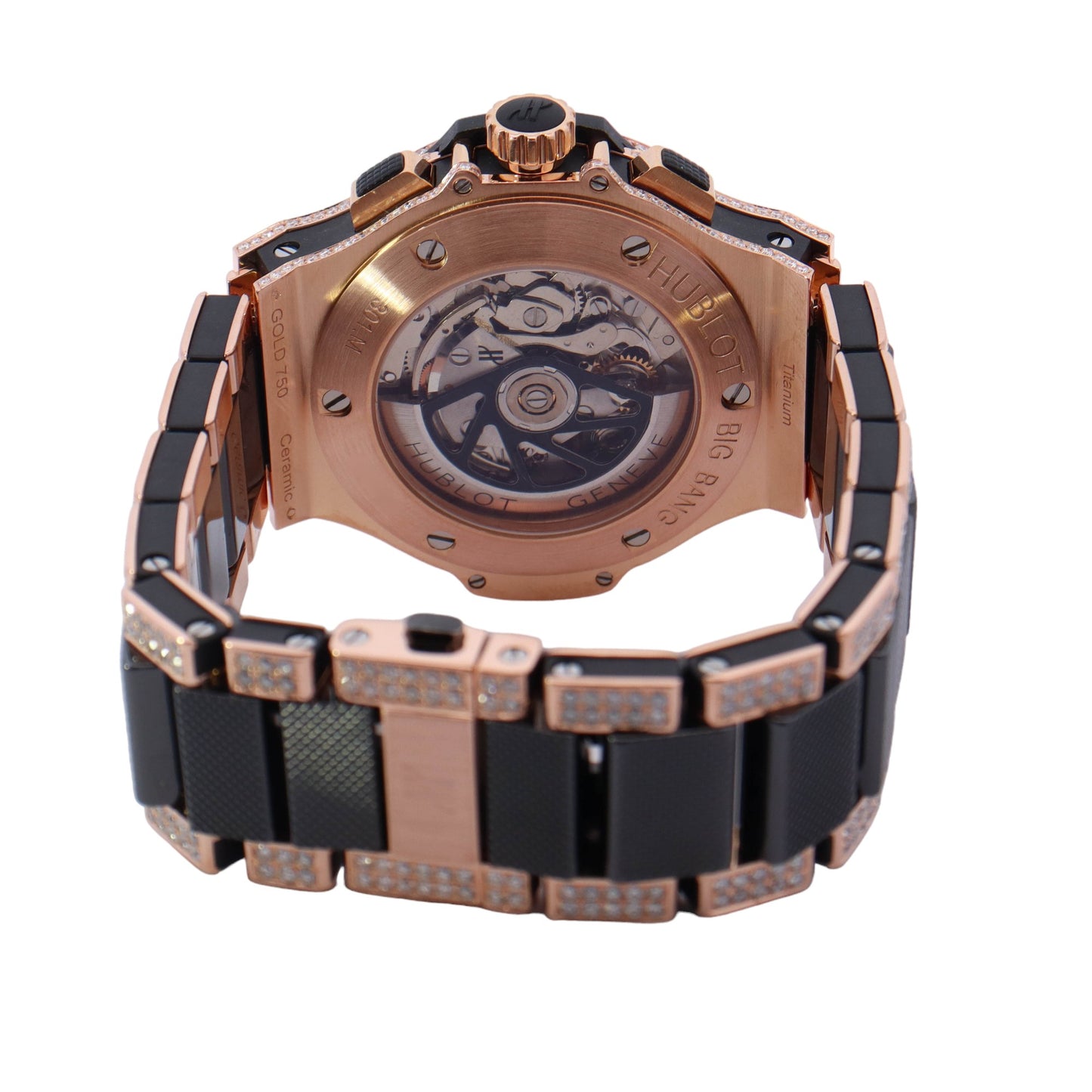 Hublot Big Bang Rose Gold 44mm Custom Pave Diamond Dial Watch Reference#: 301.PB.131.PB - Happy Jewelers Fine Jewelry Lifetime Warranty