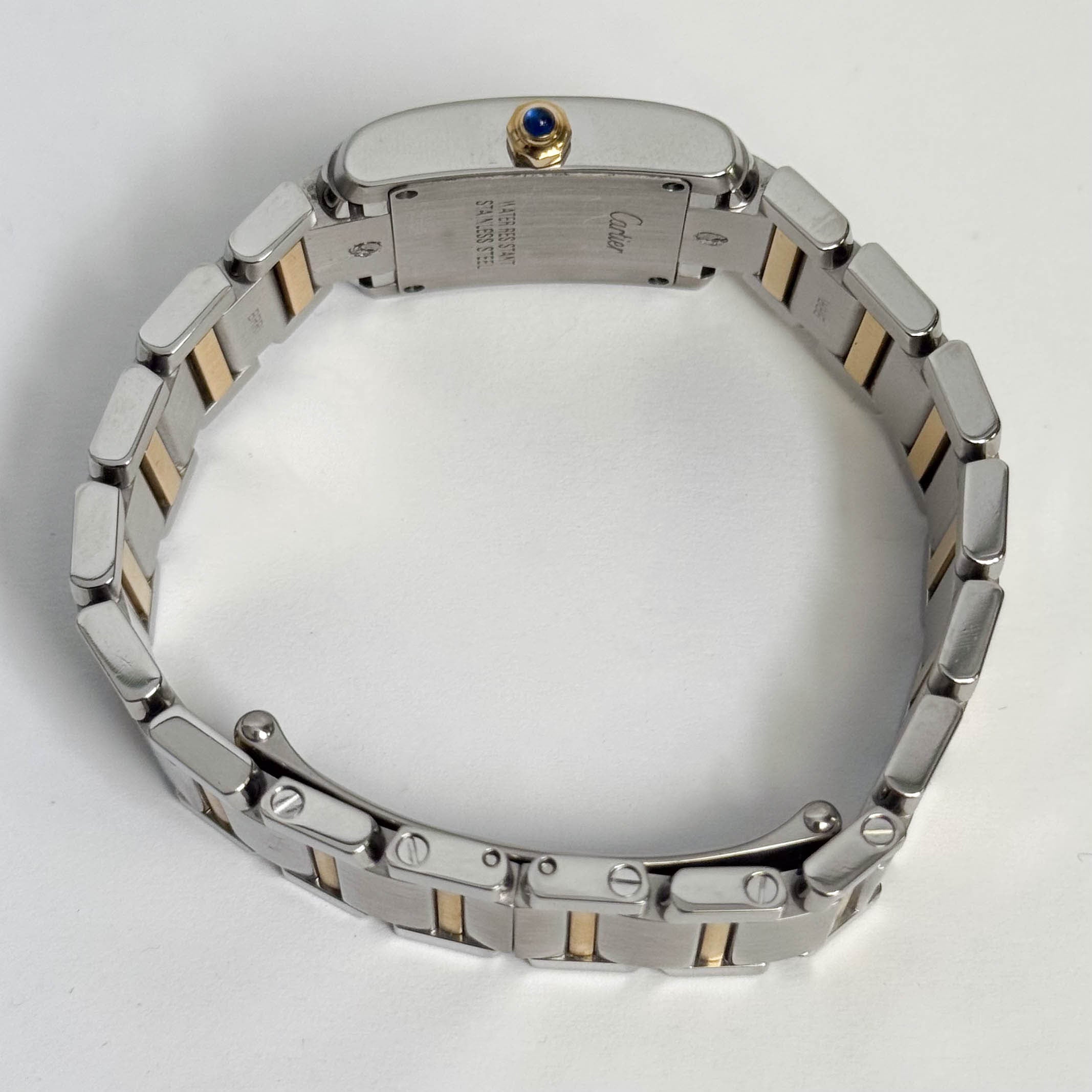 Cartier Tank Two-Tone Yellow Gold & Steel 25x20mm White Dial Watch Ref# W51007Q4 - Happy Jewelers Fine Jewelry Lifetime Warranty