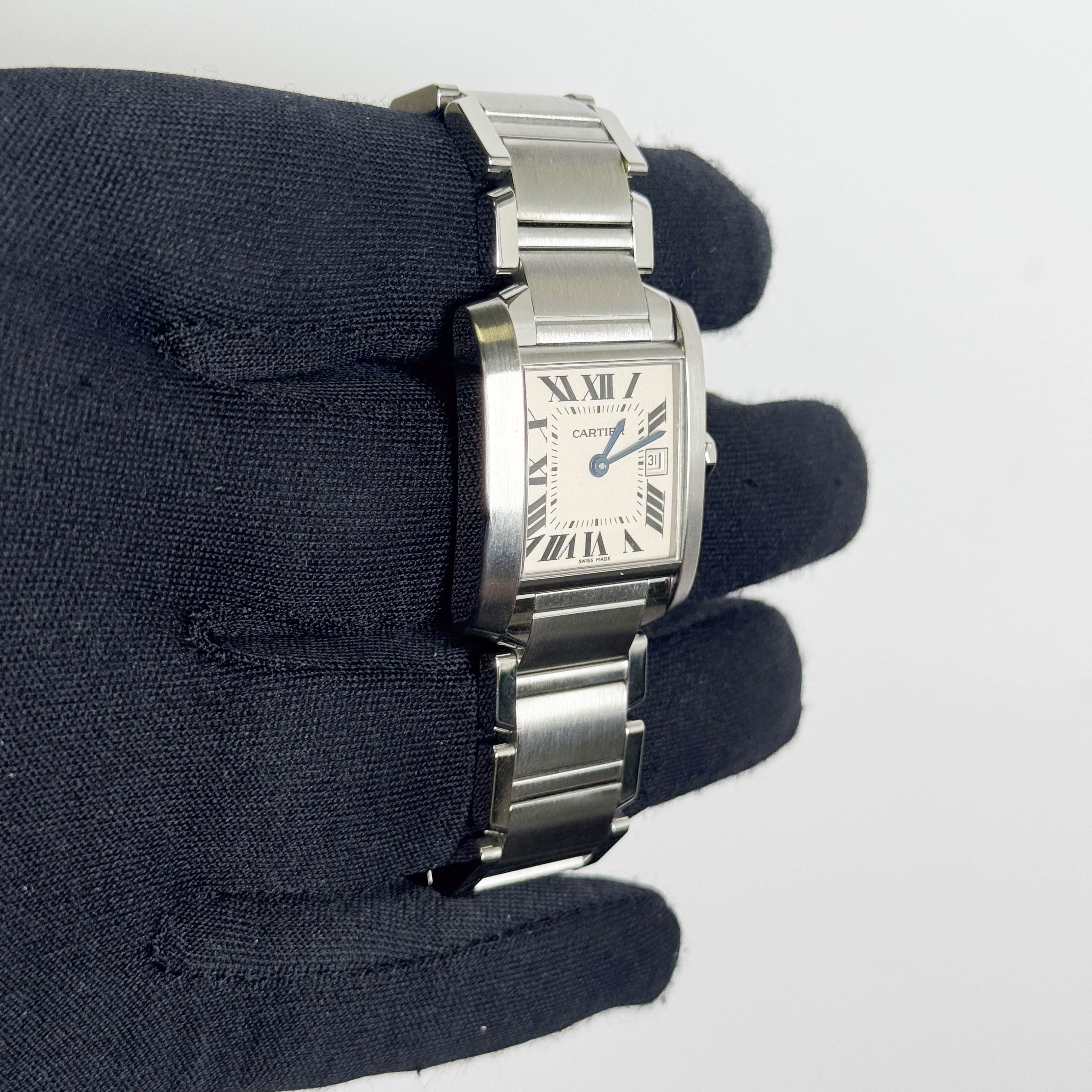 Cartier Tank Stainless Steel 25mm White/Ivory Dial Watch Ref# W51011Q3 - Happy Jewelers Fine Jewelry Lifetime Warranty