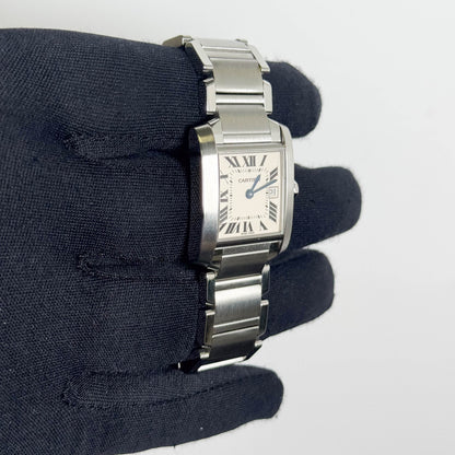 Cartier Tank Stainless Steel 25mm White/Ivory Dial Watch Ref# W51011Q3 - Happy Jewelers Fine Jewelry Lifetime Warranty