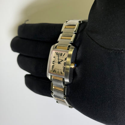 Cartier Tank Francaise 25mm Ivory Dial Ref# W51005Q4 - Happy Jewelers Fine Jewelry Lifetime Warranty