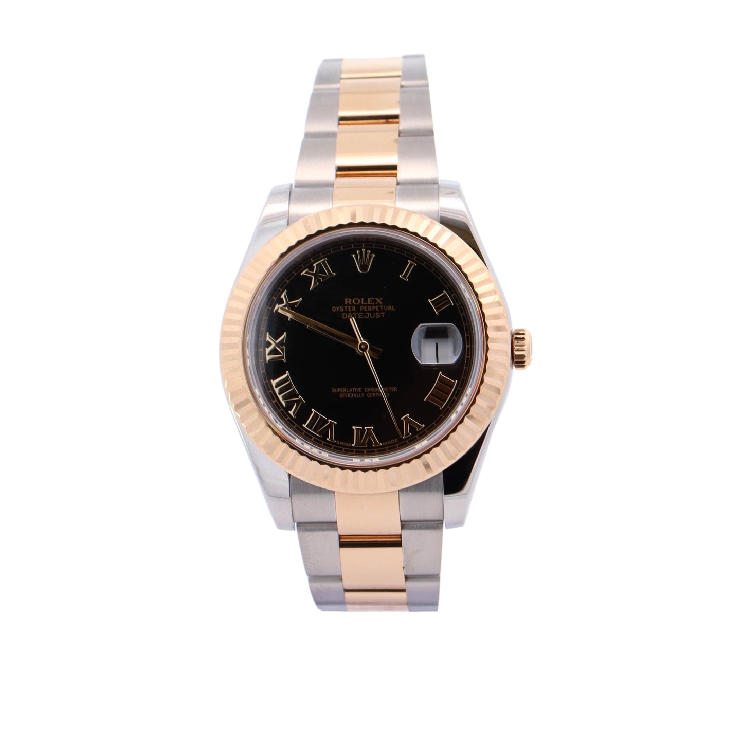 Rolex Datejust Two Tone Yellow Gold & Stainless Steel 41mm Black Roman Dial Watch Reference#: 116333 - Happy Jewelers Fine Jewelry Lifetime Warranty