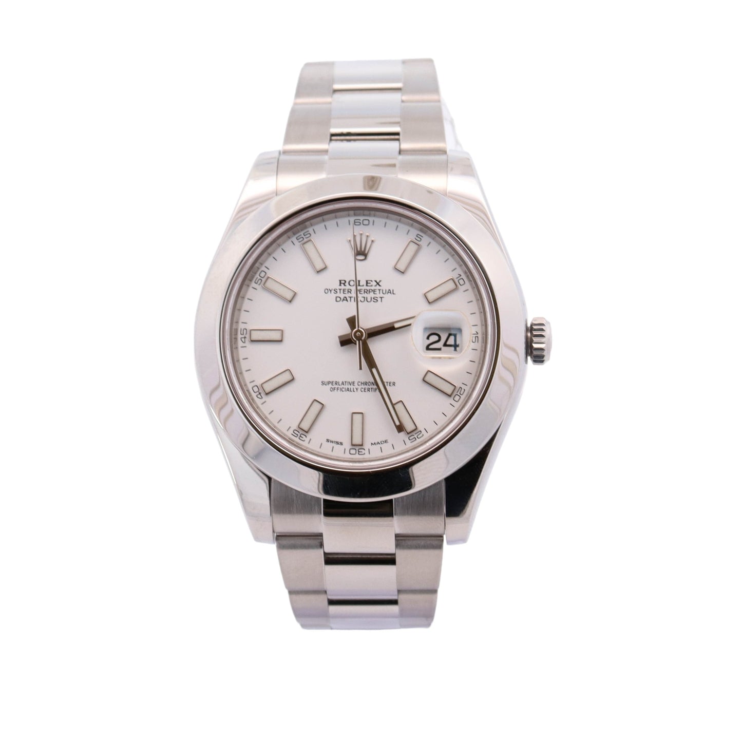 Rolex Datejust Stainless Steel 41mm White Stick Dial Watch Reference #: 116300 - Happy Jewelers Fine Jewelry Lifetime Warranty