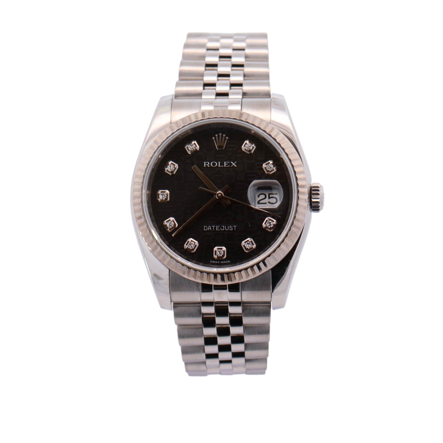 Rolex Datejust Stainless Steel 36mm Black Diamond Dot Dial Watch Reference #: 116234 - Happy Jewelers Fine Jewelry Lifetime Warranty