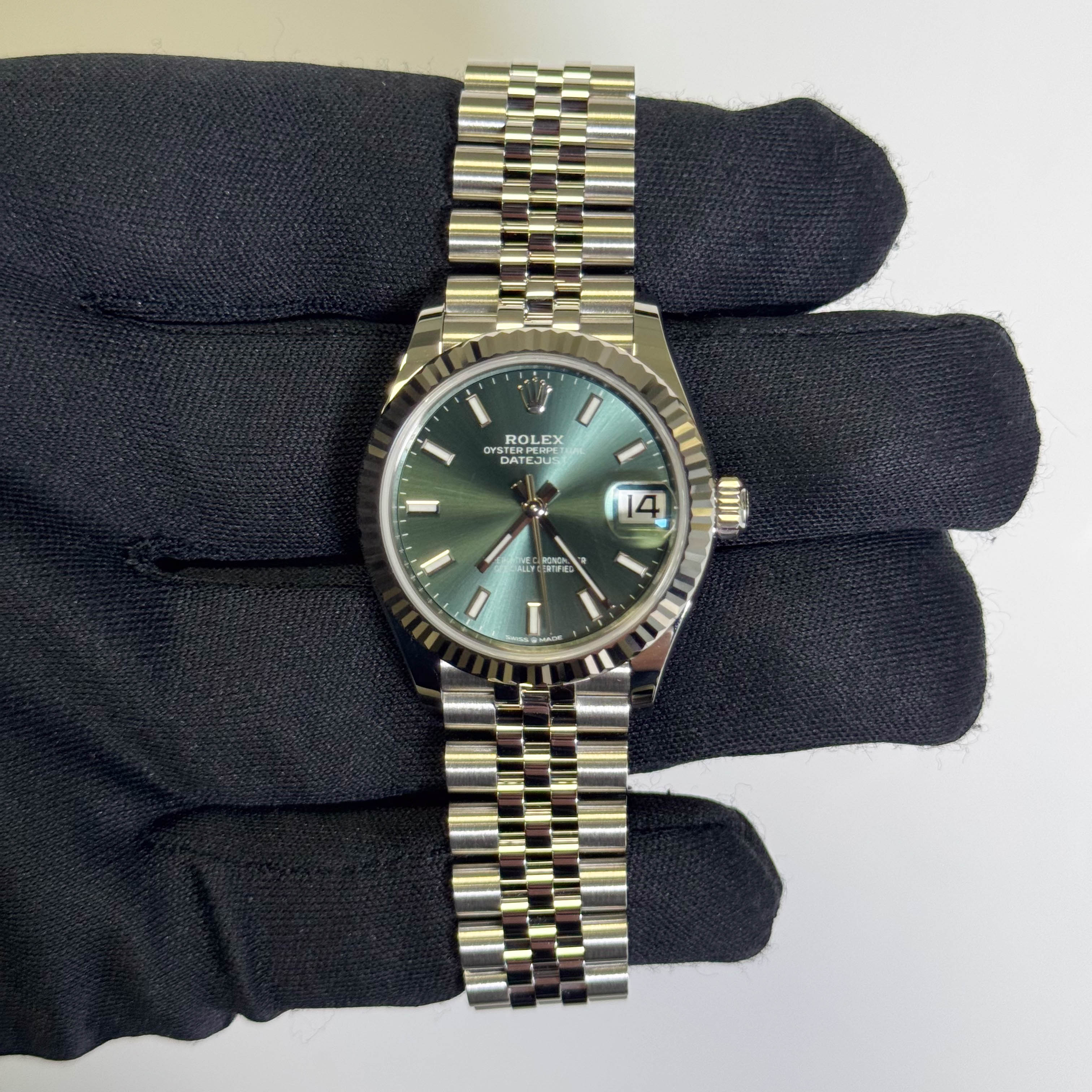 Rolex Datejust 31mm Green Stick Dial Watch Ref# 278274