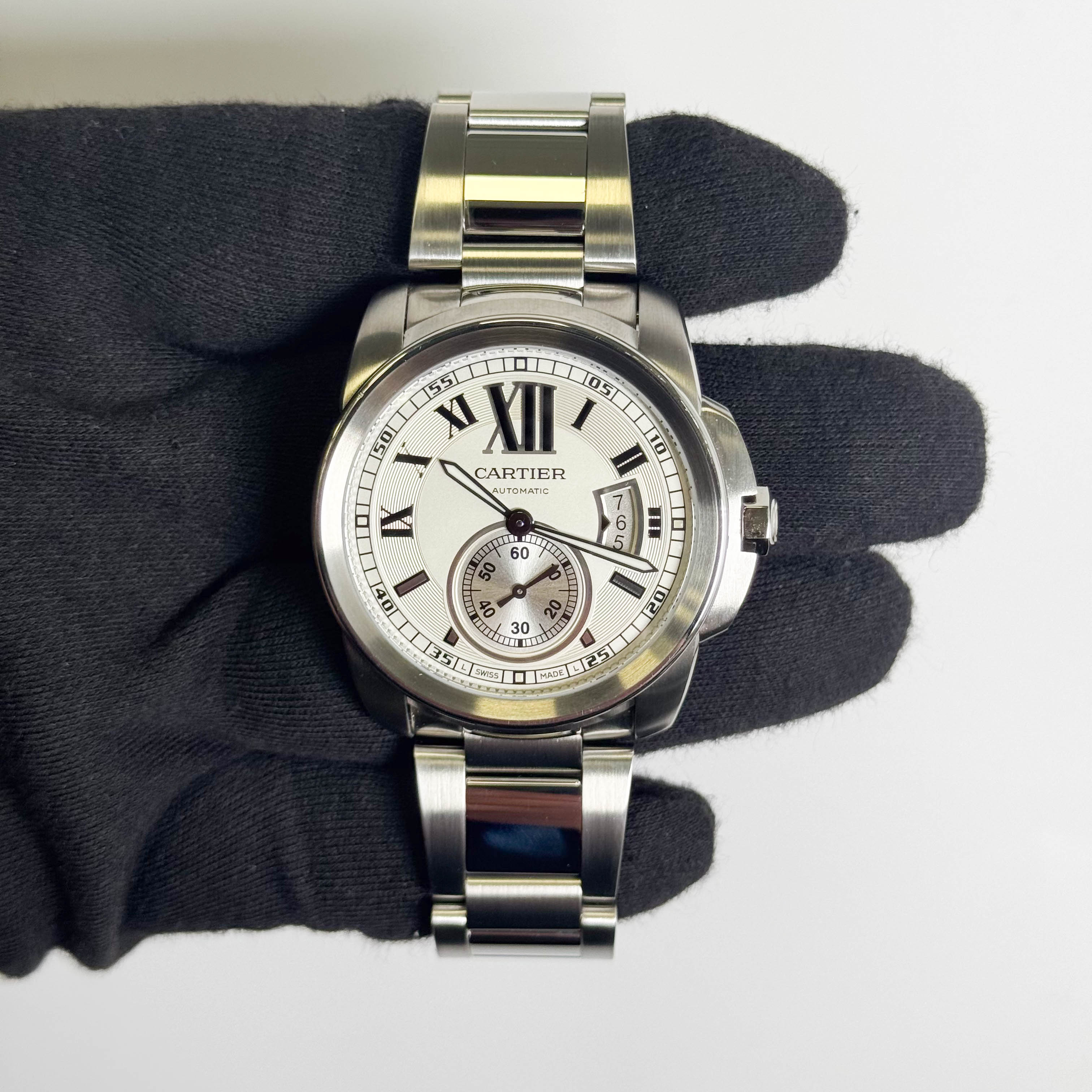Cartier Calibre De Stainless Steel 42mm Silver Roman Dial Watch Ref# W7100015