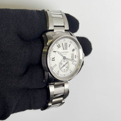 Cartier Calibre De Stainless Steel 42mm Silver Roman Dial Watch Ref# W7100015