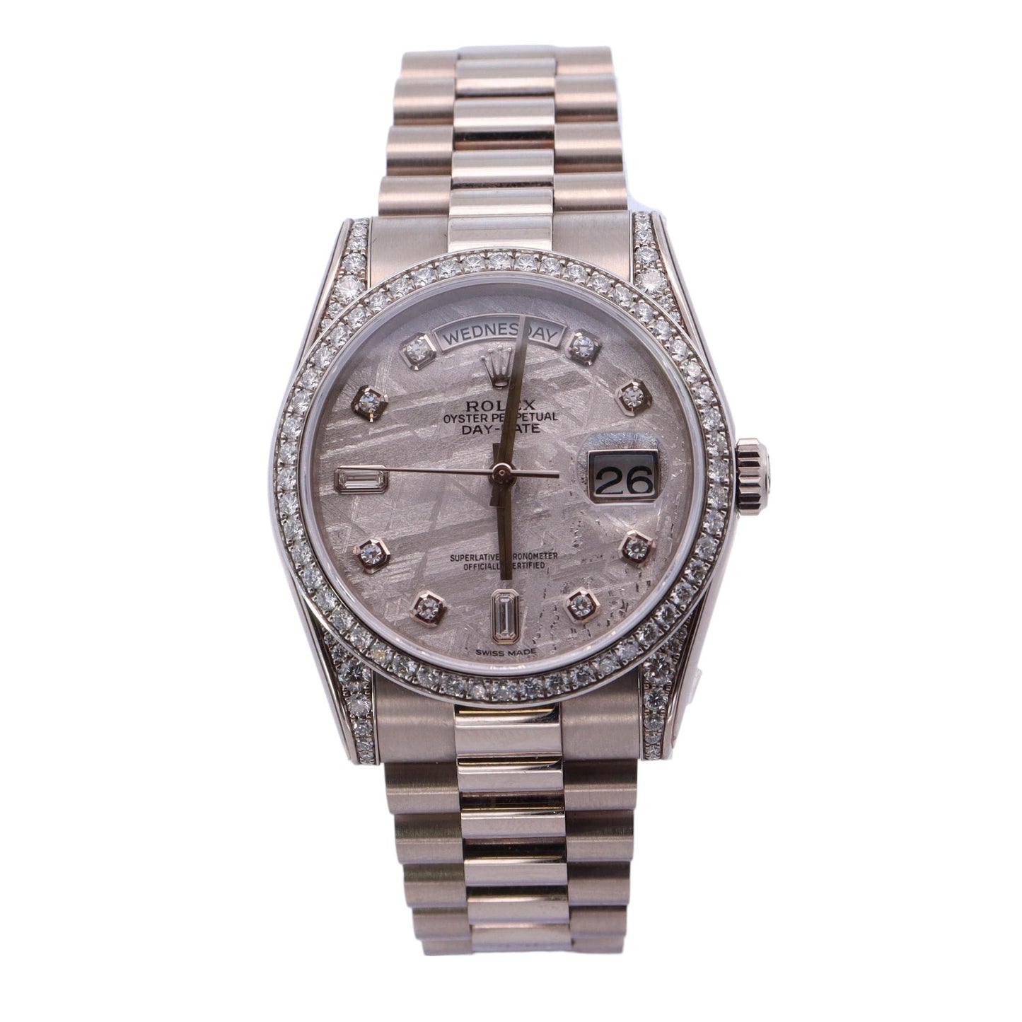 Rolex Day-Date White Gold 36mm Meteorite Diamond Dial Watch Reference #: 118389 - Happy Jewelers Fine Jewelry Lifetime Warranty