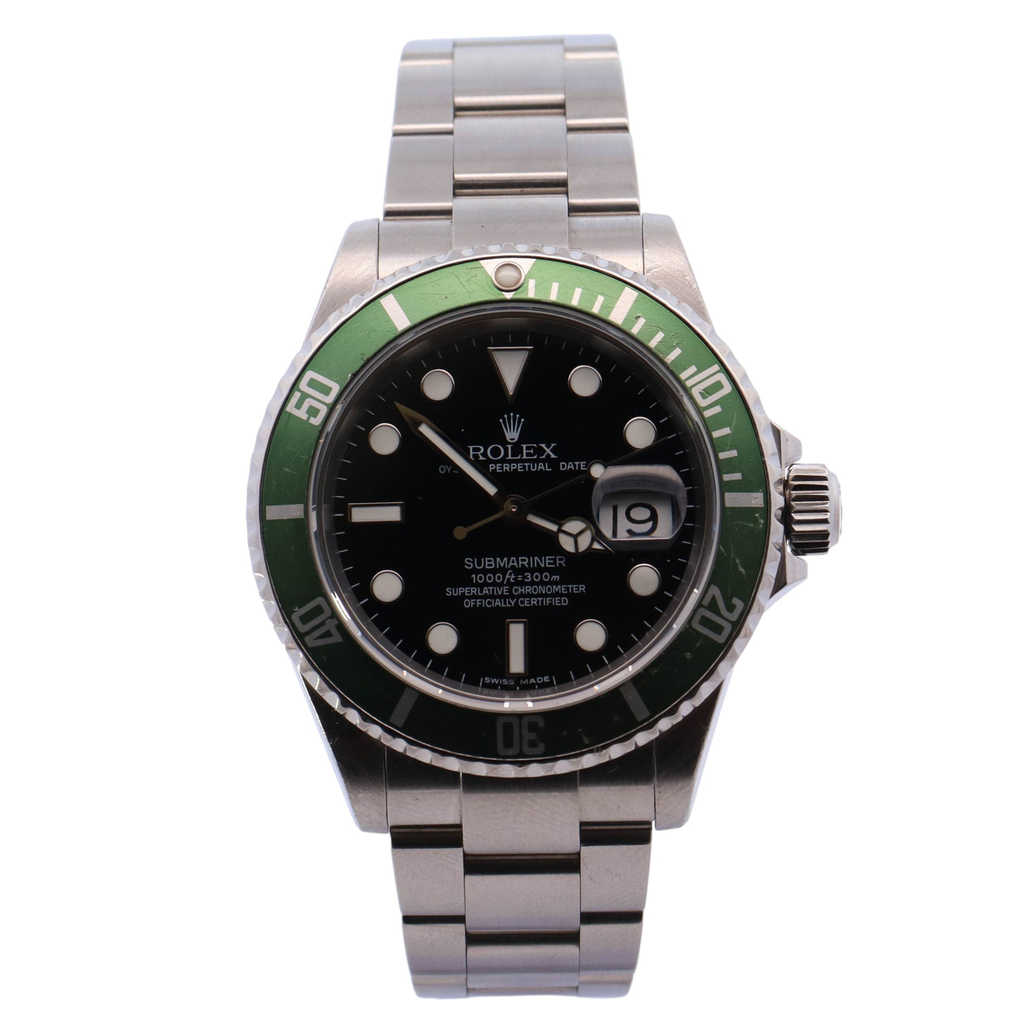 Rolex Mens Submariner Date Kermit Stainless Steel 40mm Black Dot Dial Watch Reference #: 16610LV - Happy Jewelers Fine Jewelry Lifetime Warranty