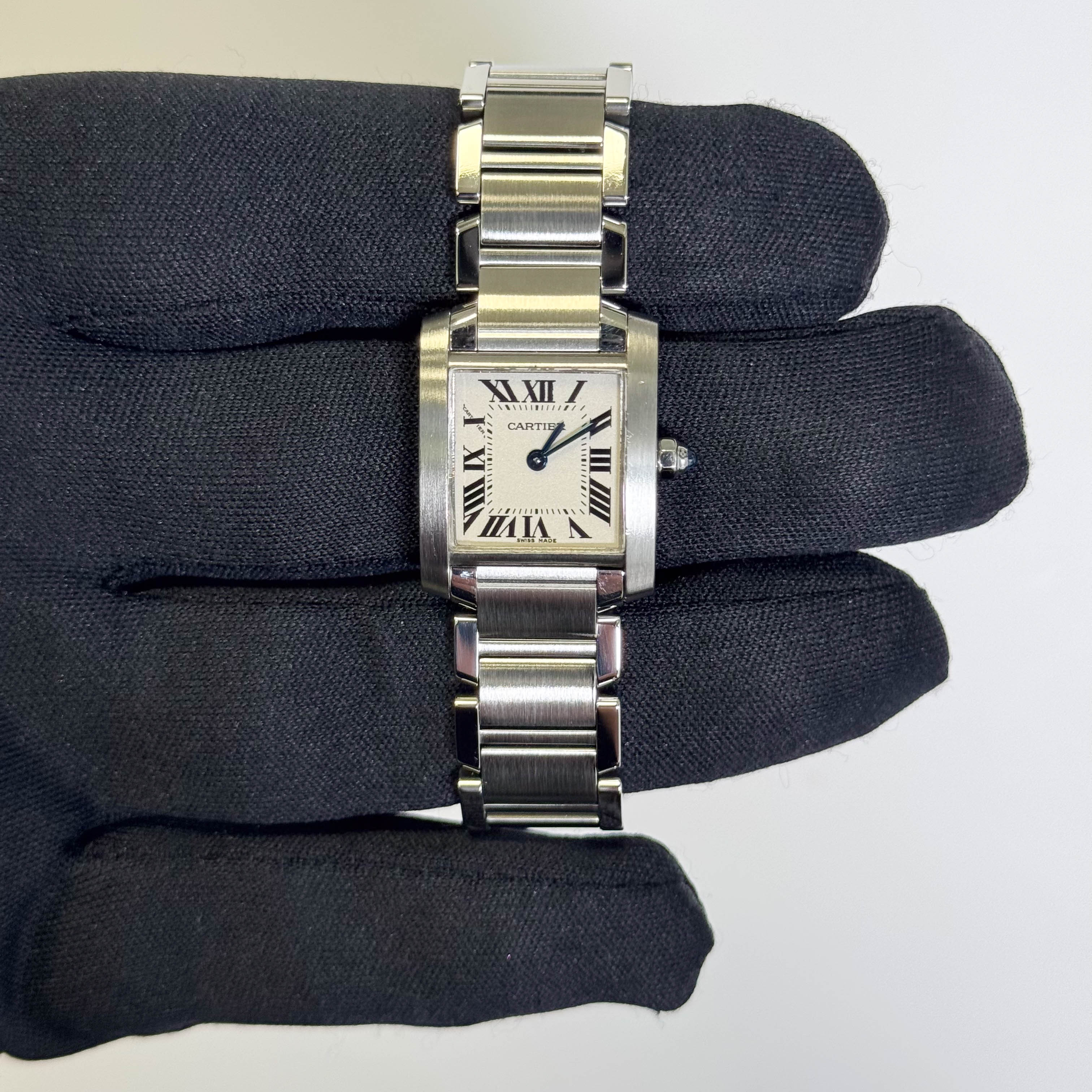 Cartier Tank Stainless Steel 20mm Ivory Dial Watch Ref# W51008Q3 - Happy Jewelers Fine Jewelry Lifetime Warranty