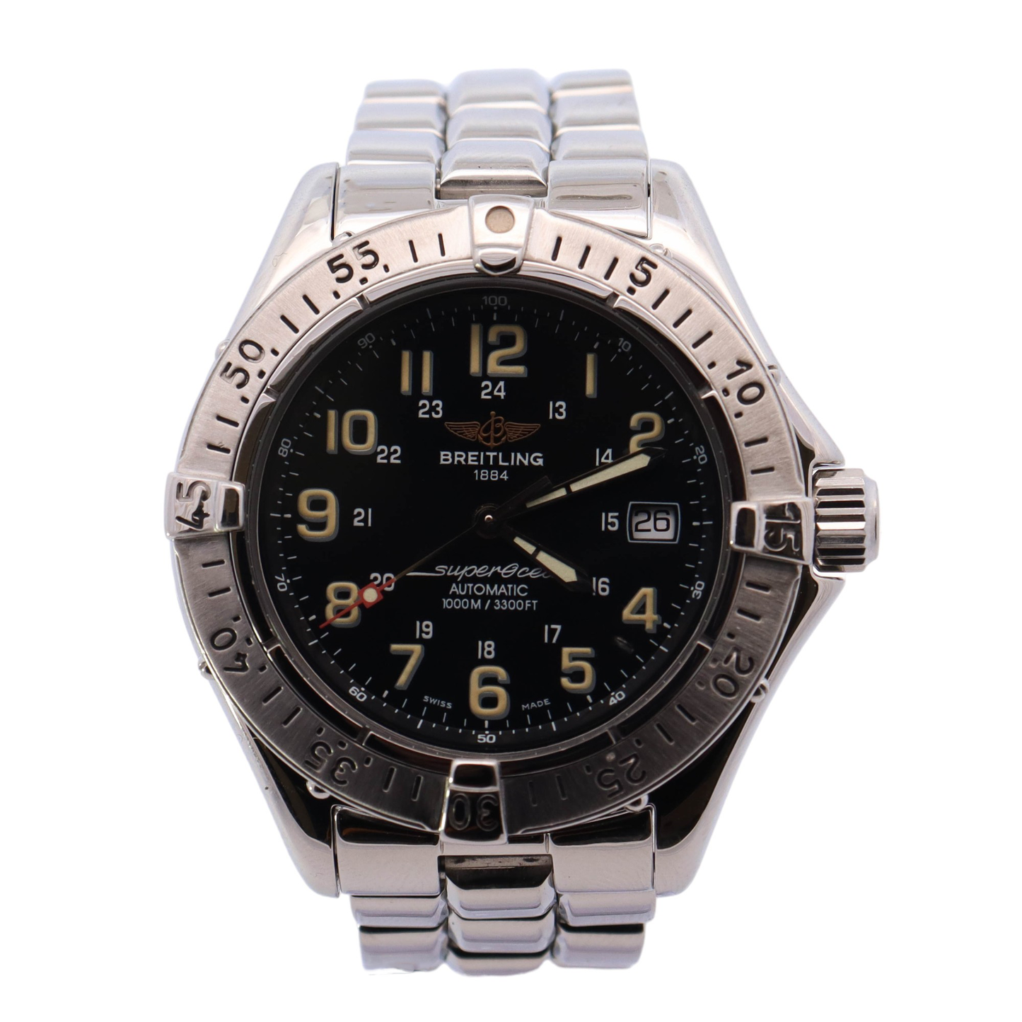 Breitling Superocean Stainless Steel 41mm Black Roman Dial Watch Reference# A17345 - Happy Jewelers Fine Jewelry Lifetime Warranty