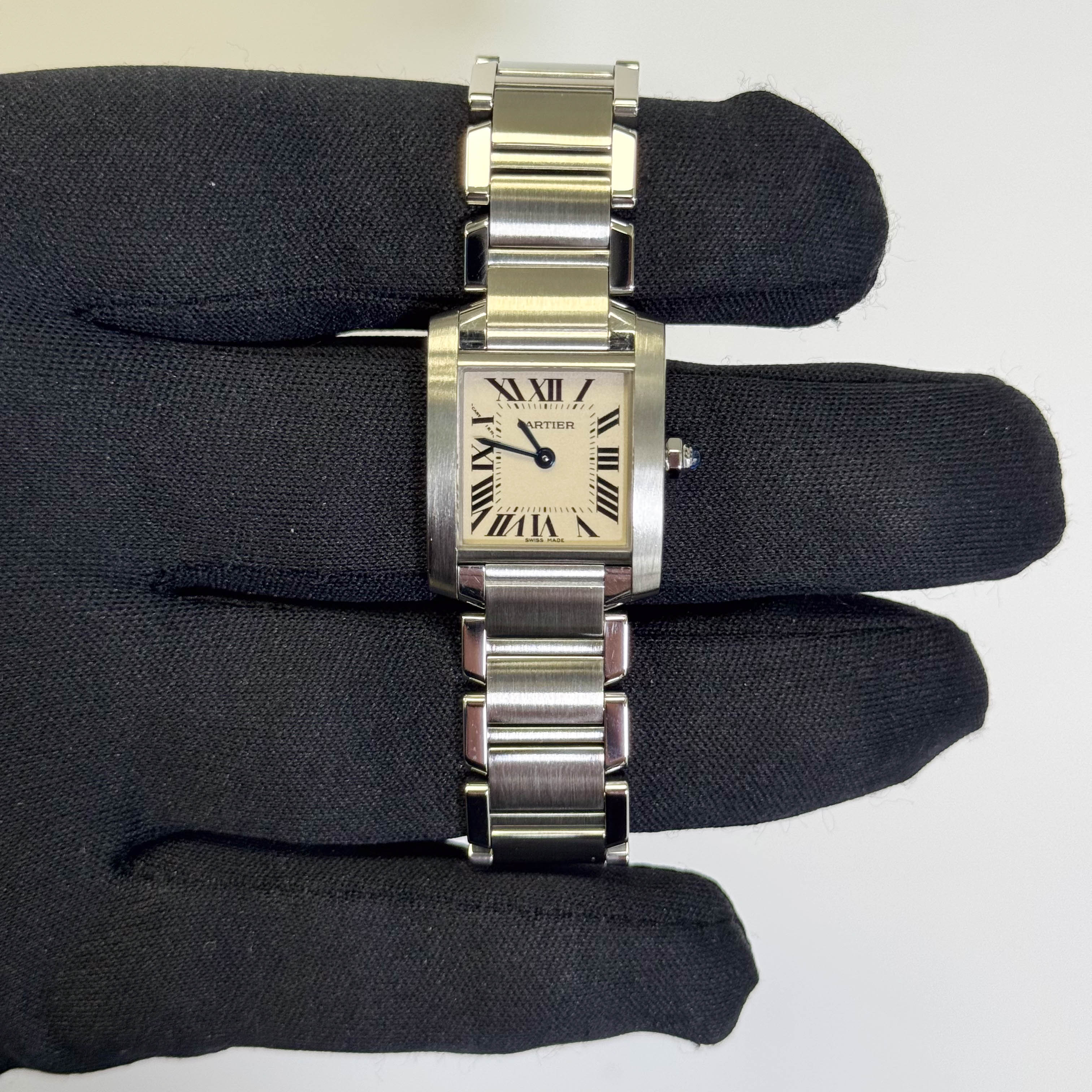 Cartier Tank Stainless Steel 20mm Ivory Dial Watch Ref# W51008Q3 - Happy Jewelers Fine Jewelry Lifetime Warranty