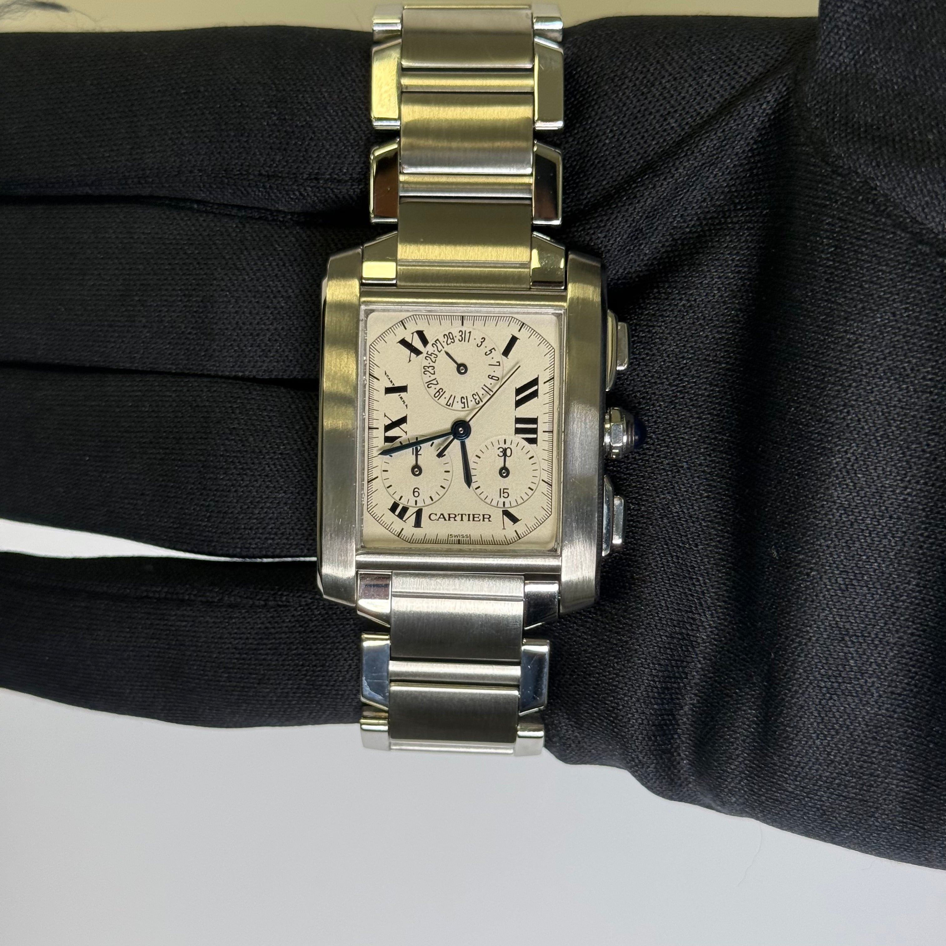 Cartier Tank Francaise 37mm White Dial Watch Ref# W51001Q3
