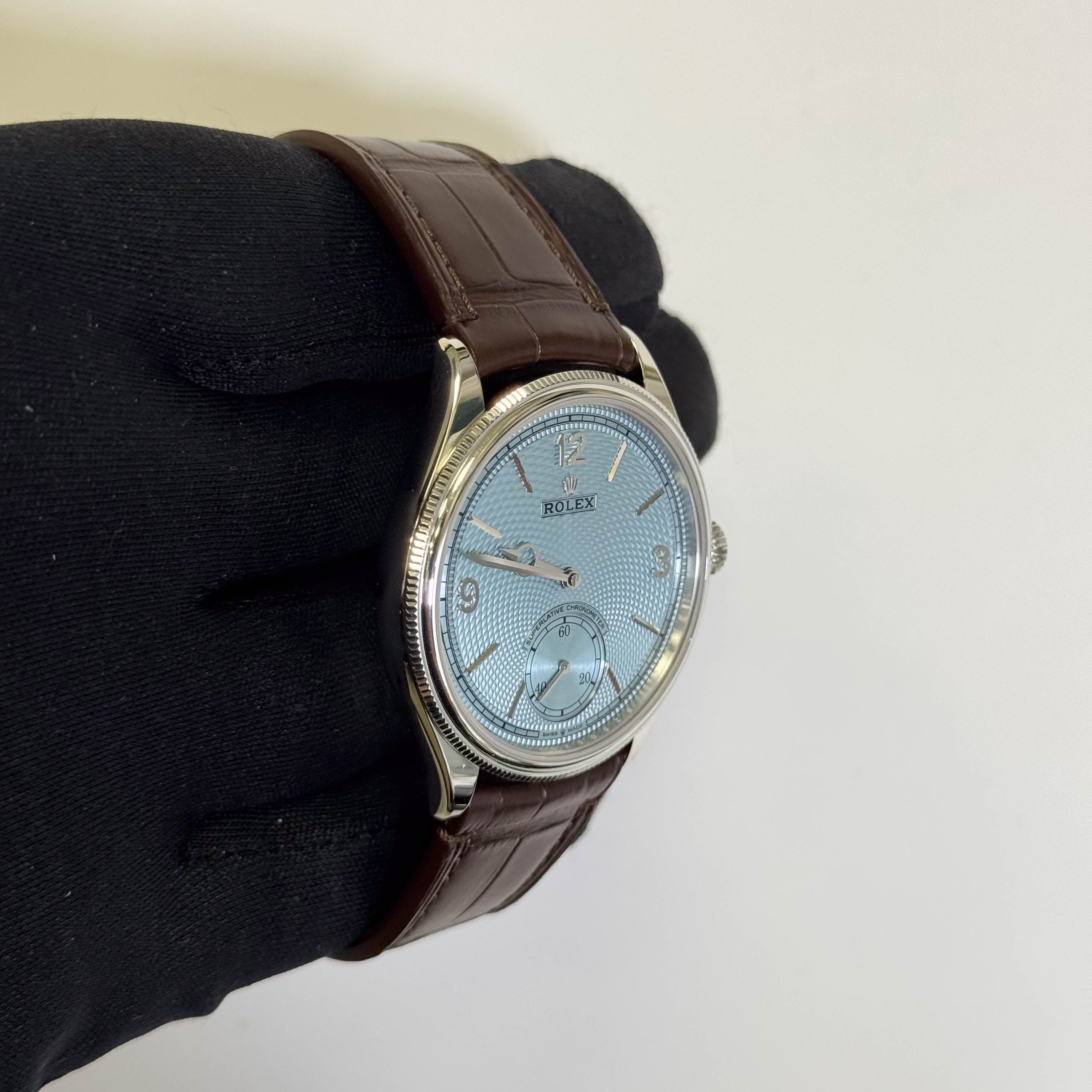 Rolex 1908 Platinum 39mm Ice Blue Dial Watch Ref# 52506 - Happy Jewelers Fine Jewelry Lifetime Warranty