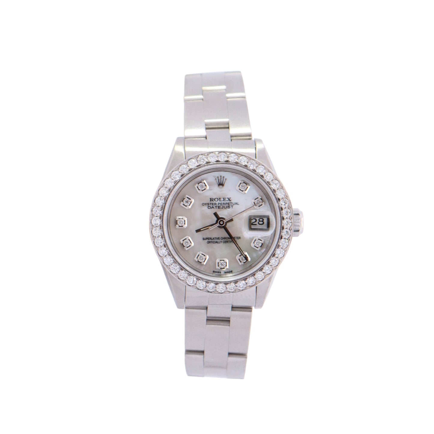 Rolex Lady Datejust Stainless Steel 26mm MOP Diamond Dial Watch Reference #: 69240 - Happy Jewelers Fine Jewelry Lifetime Warranty