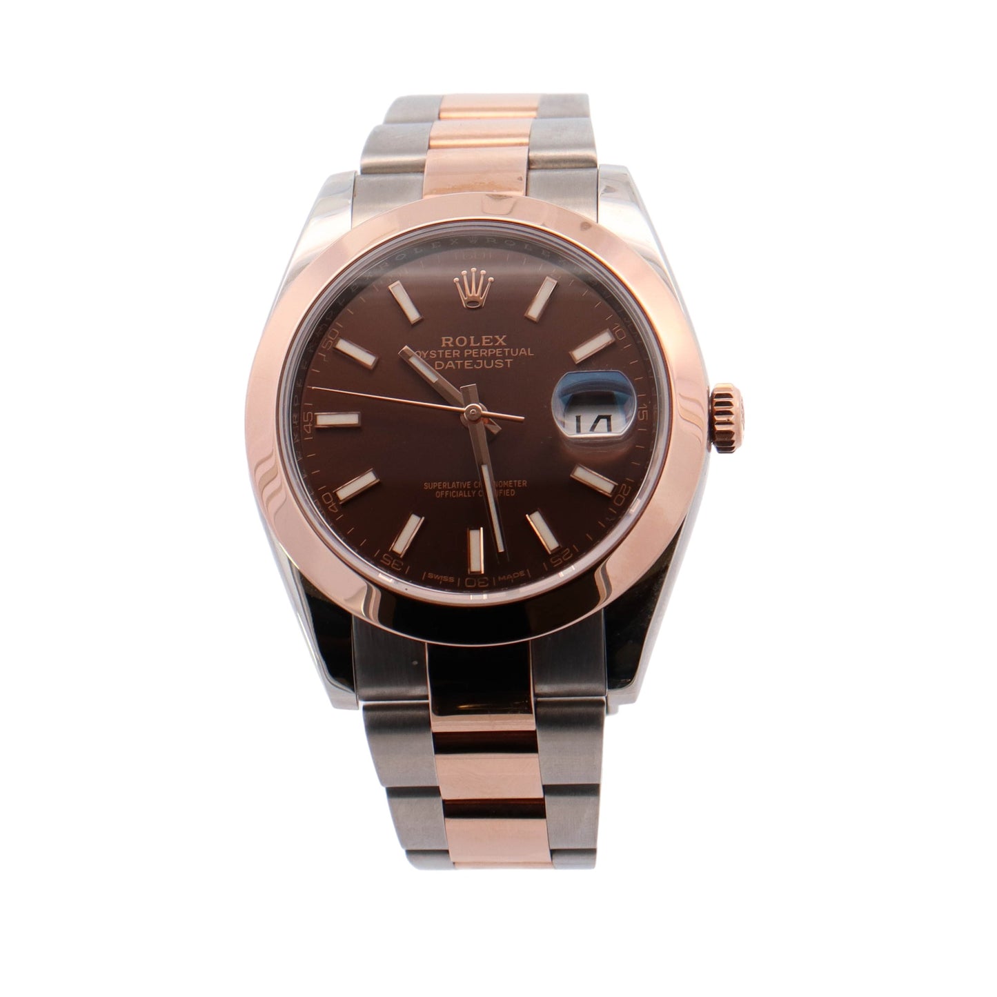 Rolex Datejust 41mm Everose Gold & Stainless Steel Chocolate Stick Dial Watch Reference #: 126301 - Happy Jewelers Fine Jewelry Lifetime Warranty