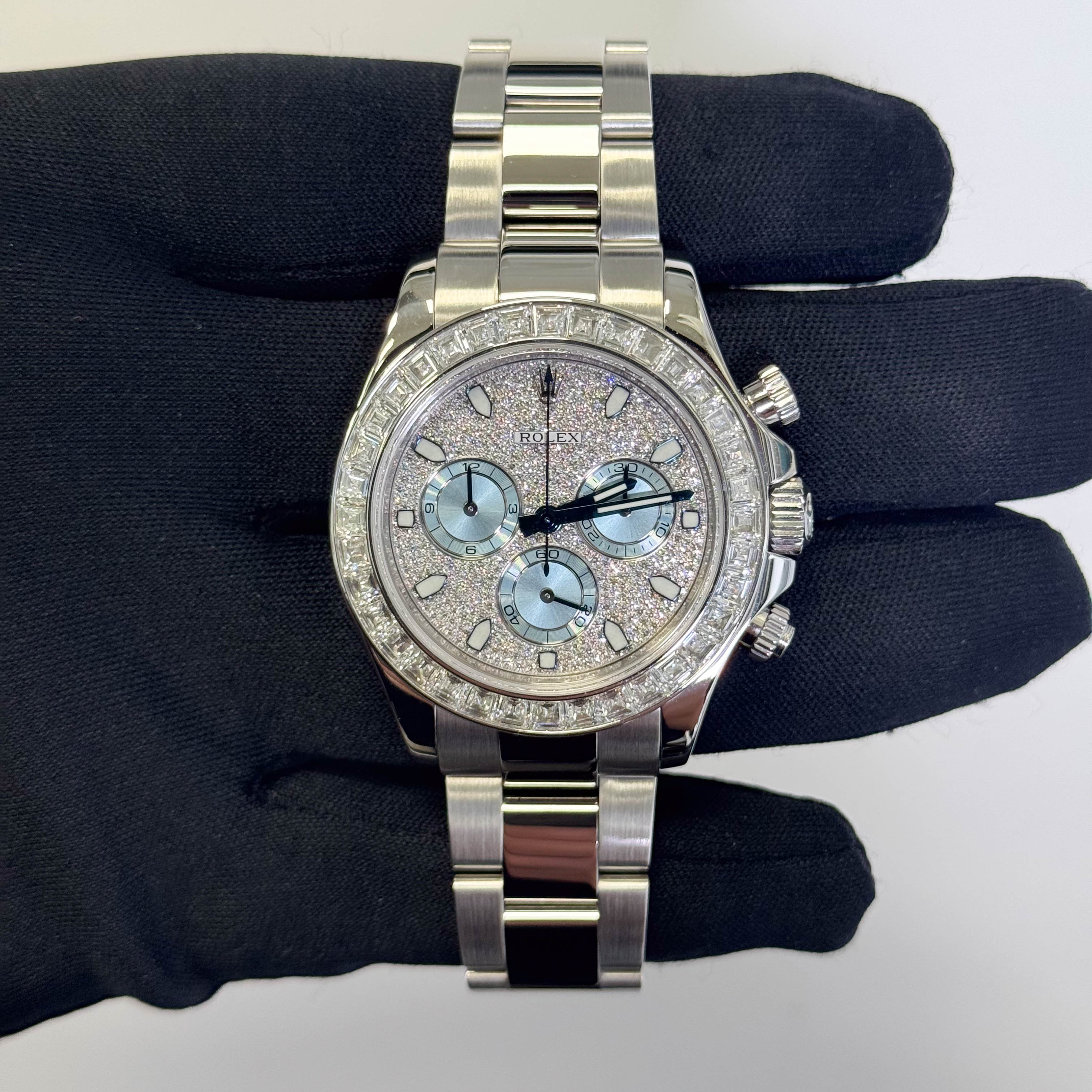 Rolex Daytona Platinum 40mm Pave Dial Watch Ref# 116576TBR - Happy Jewelers Fine Jewelry Lifetime Warranty