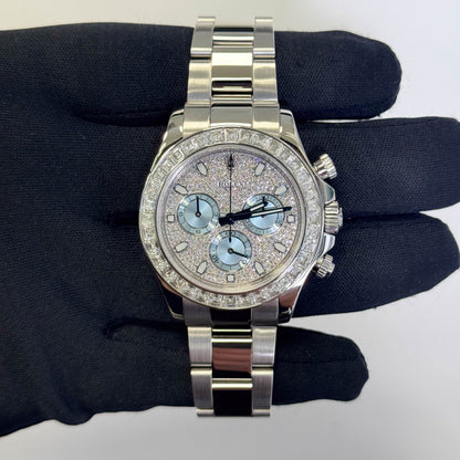 Rolex Daytona Platinum 40mm Pave Dial Watch Ref# 116576TBR - Happy Jewelers Fine Jewelry Lifetime Warranty