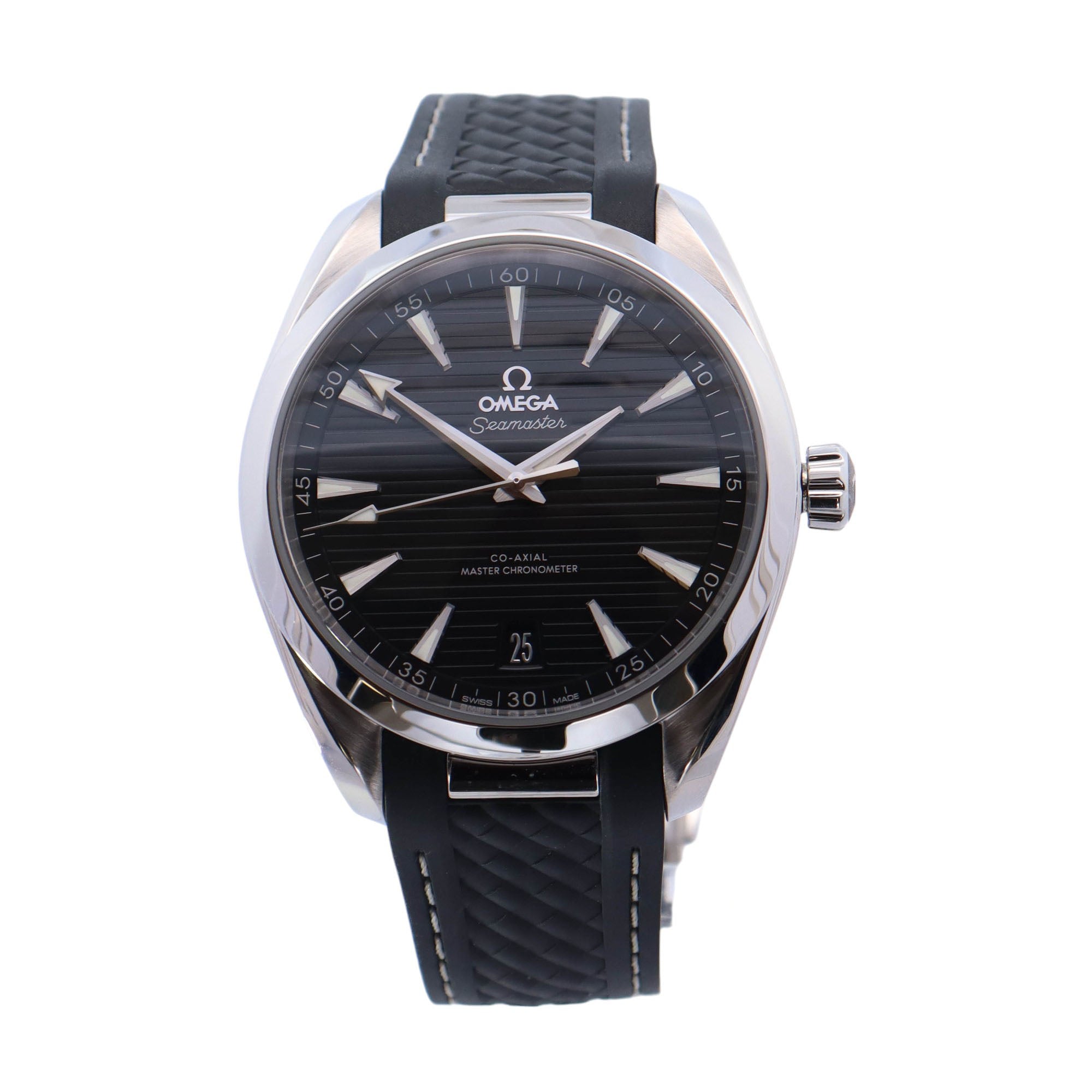 Omega Seamaster Aqua Terra Stainless Steel 41mm Black Stick Dial Watch Reference #: 220.12.41.21.01.001 - Happy Jewelers Fine Jewelry Lifetime Warranty