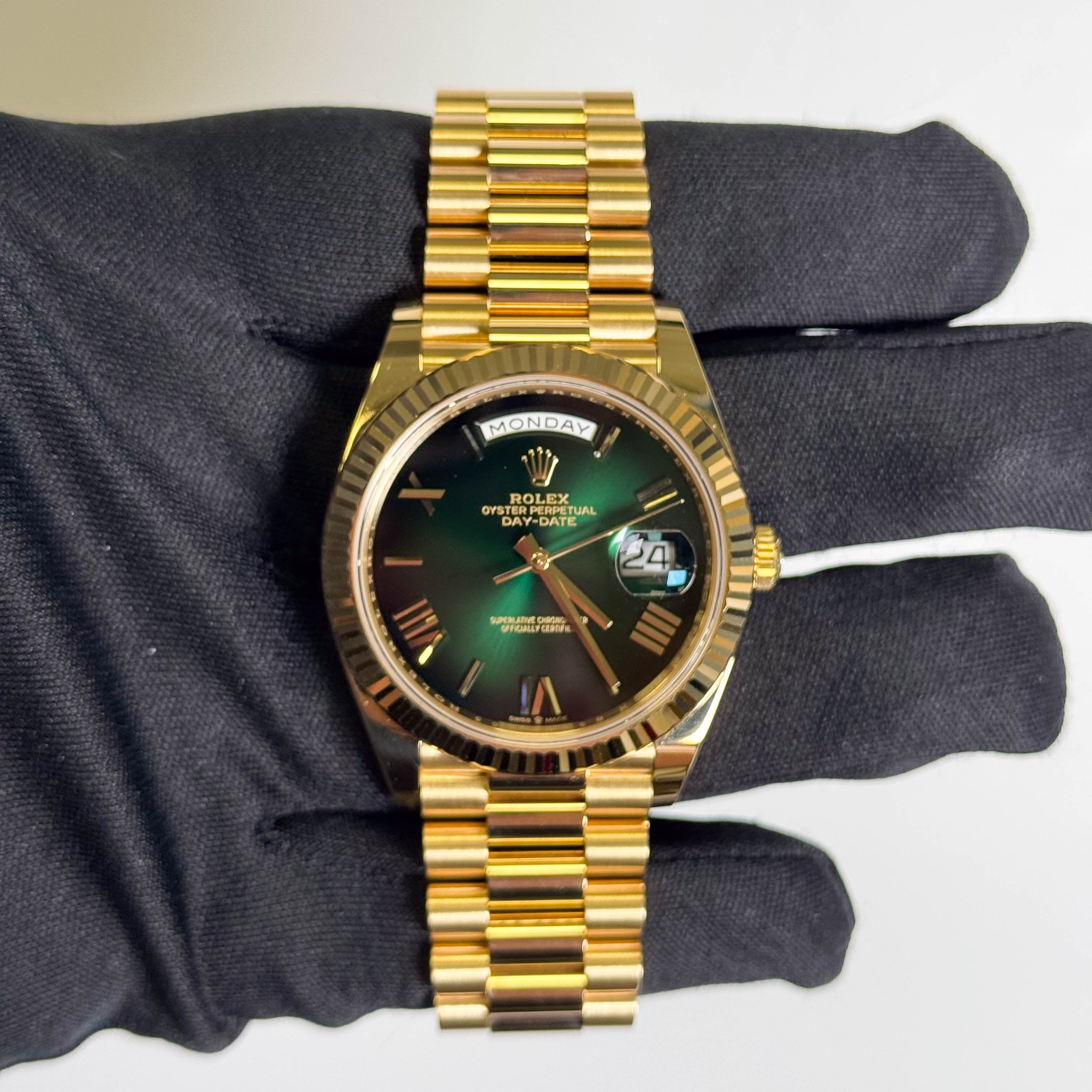 Rolex Day-Date 40mm Green Dial Watch Ref# 228238 - Happy Jewelers Fine Jewelry Lifetime Warranty