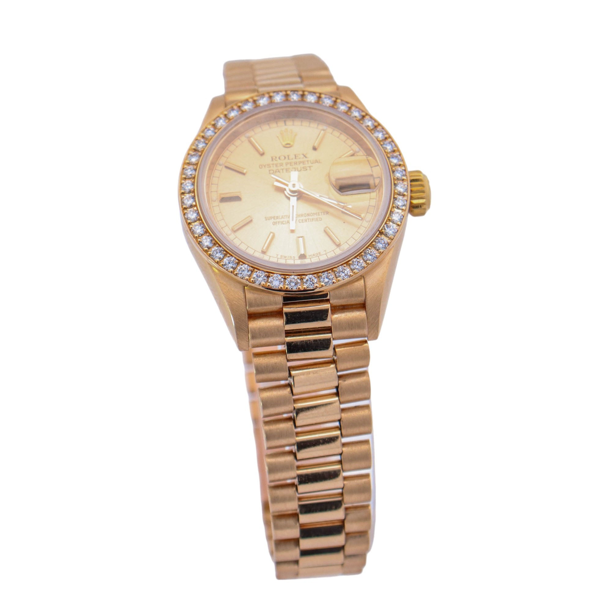 Rolex Datejust Yellow Gold 26mm Champagne Diamond Dial Watch Ref# 69138 - Happy Jewelers Fine Jewelry Lifetime Warranty