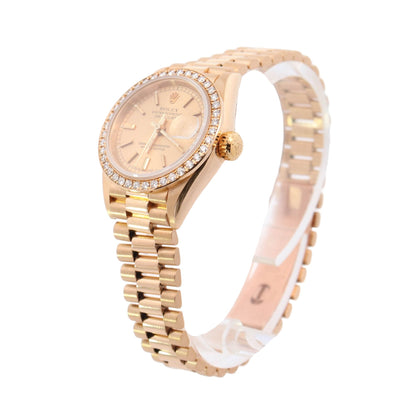 Rolex Datejust Yellow Gold 26mm Champagne Diamond Dial Watch Ref# 69138 - Happy Jewelers Fine Jewelry Lifetime Warranty