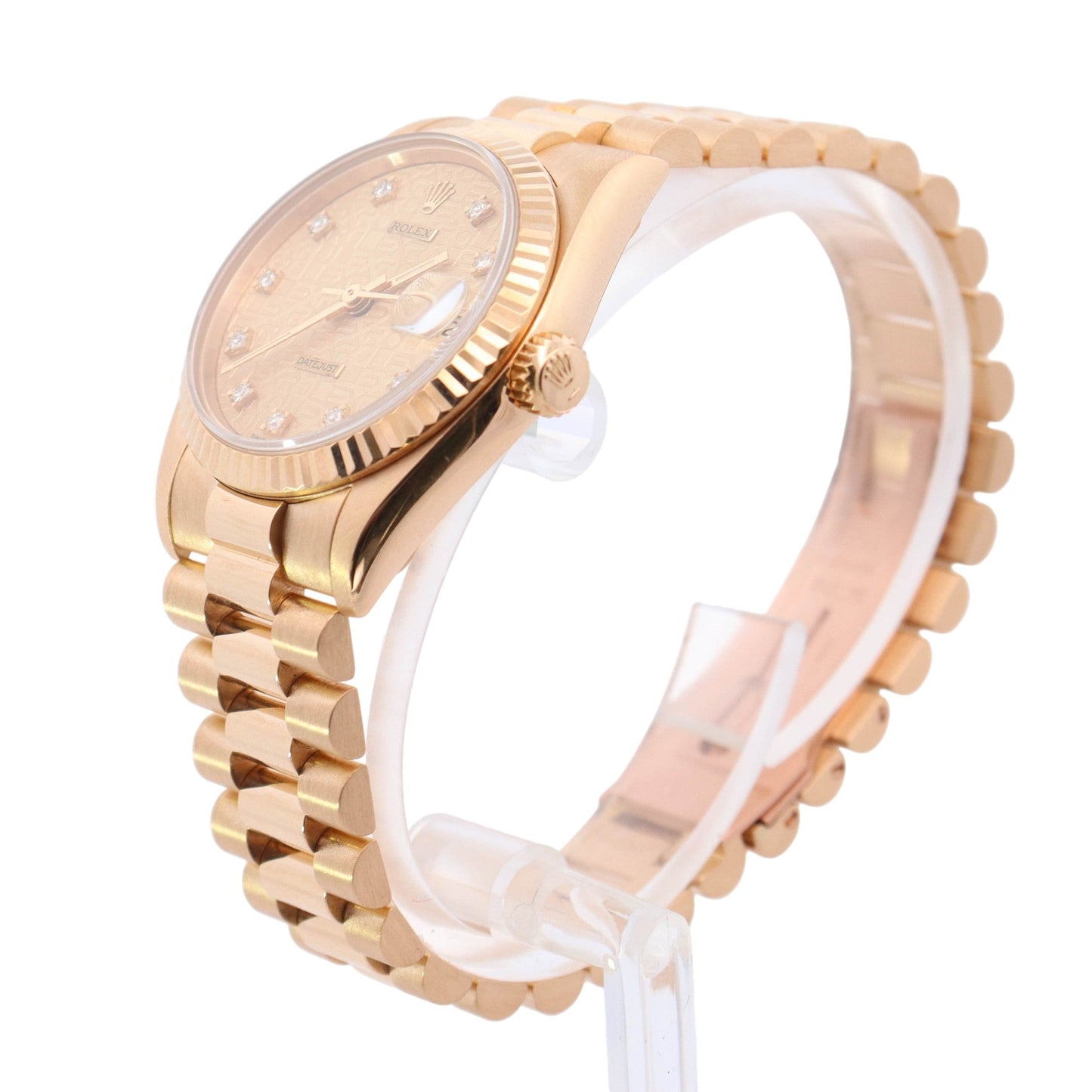 Rolex Datejust Yellow Gold 31mm Champagne Stick Dial Watch Reference #: 68278 - Happy Jewelers Fine Jewelry Lifetime Warranty