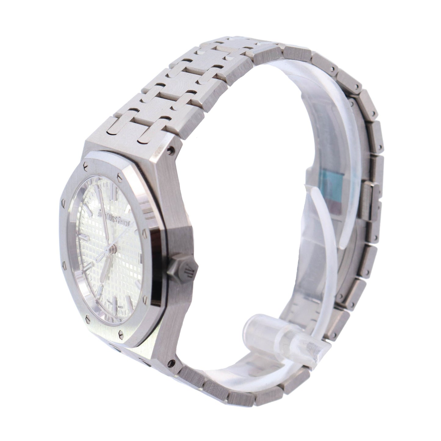 Audemars Piguet Royal Oak Stainless Steel 34mm White Grande Tapisserie Dial Watch Reference# 77450ST.OO.1361ST.01 - Happy Jewelers Fine Jewelry Lifetime Warranty