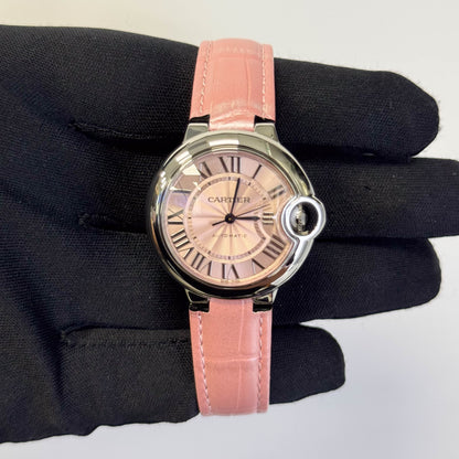 Cartier Ballon Bleu 33mm Pink Dial Watch Ref# WSBB0002