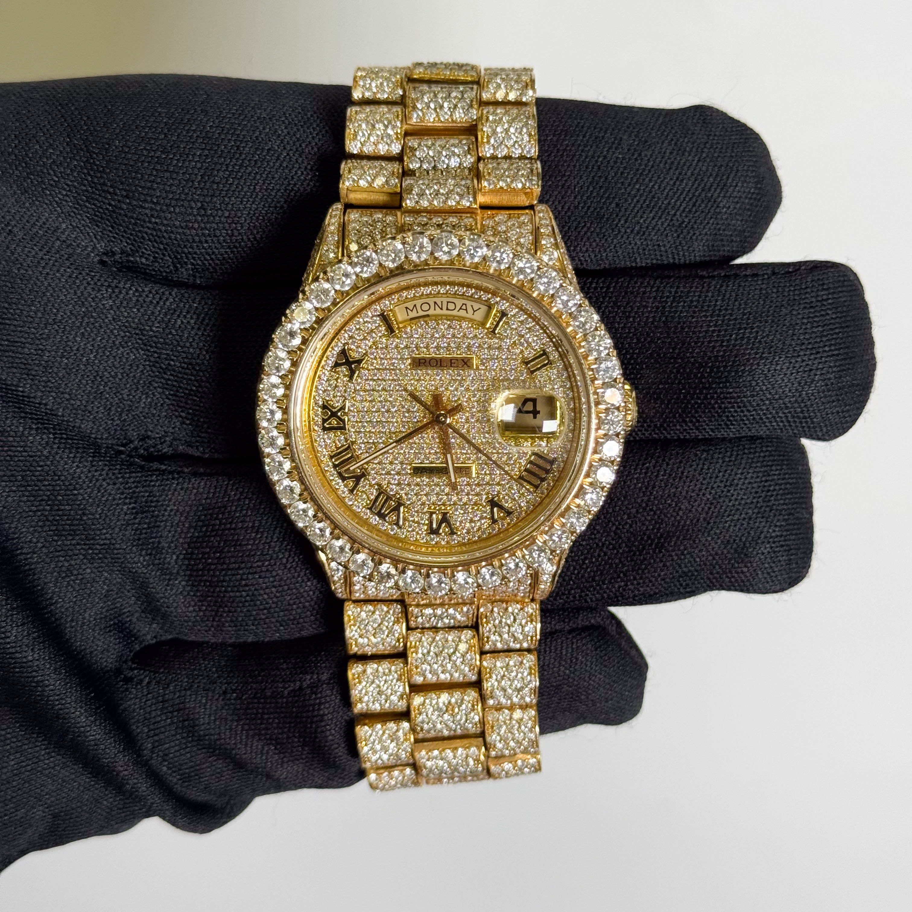Rolex Day-Date 36mm Iced Out Dial Watch Ref# 18038 - Happy Jewelers Fine Jewelry Lifetime Warranty