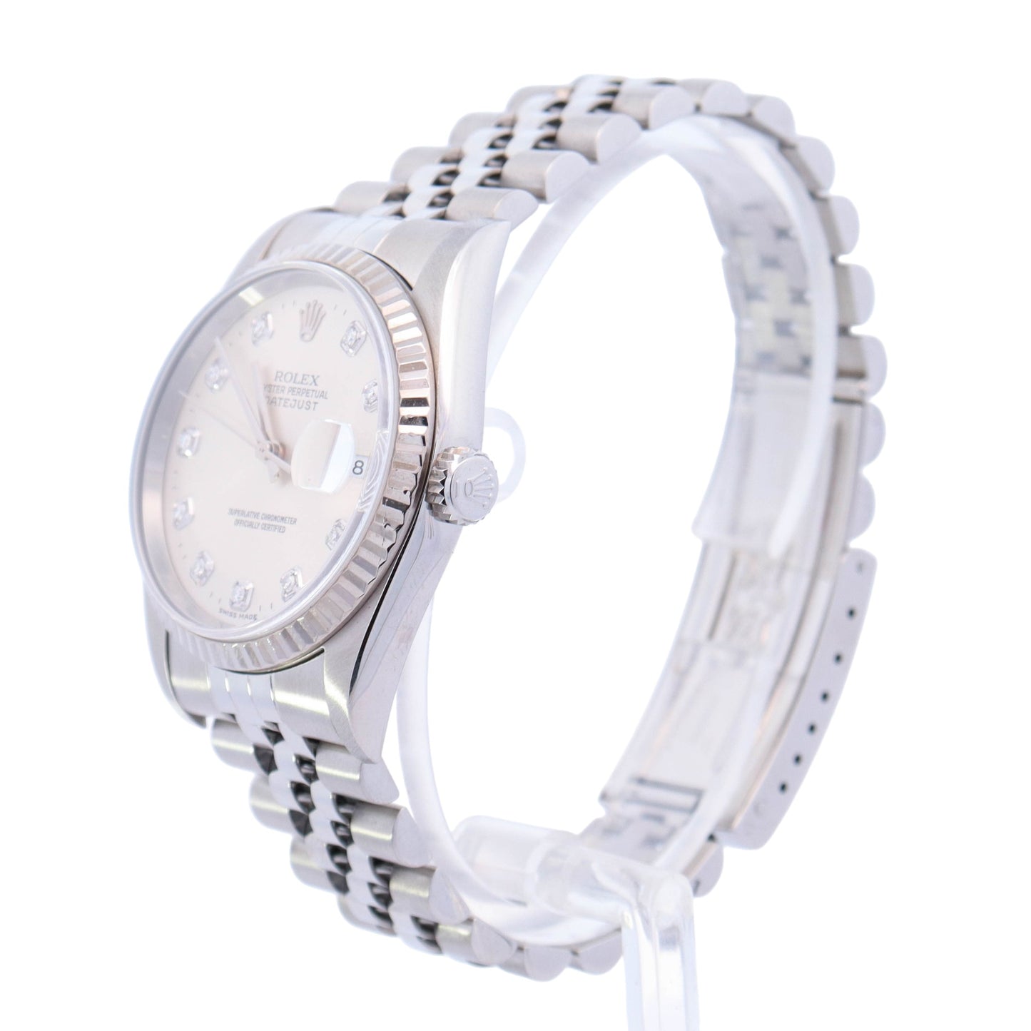 Rolex Datejust 36mm Stainless Steel Silver Diamond Dot Dial Watch Reference# 16234 - Happy Jewelers Fine Jewelry Lifetime Warranty