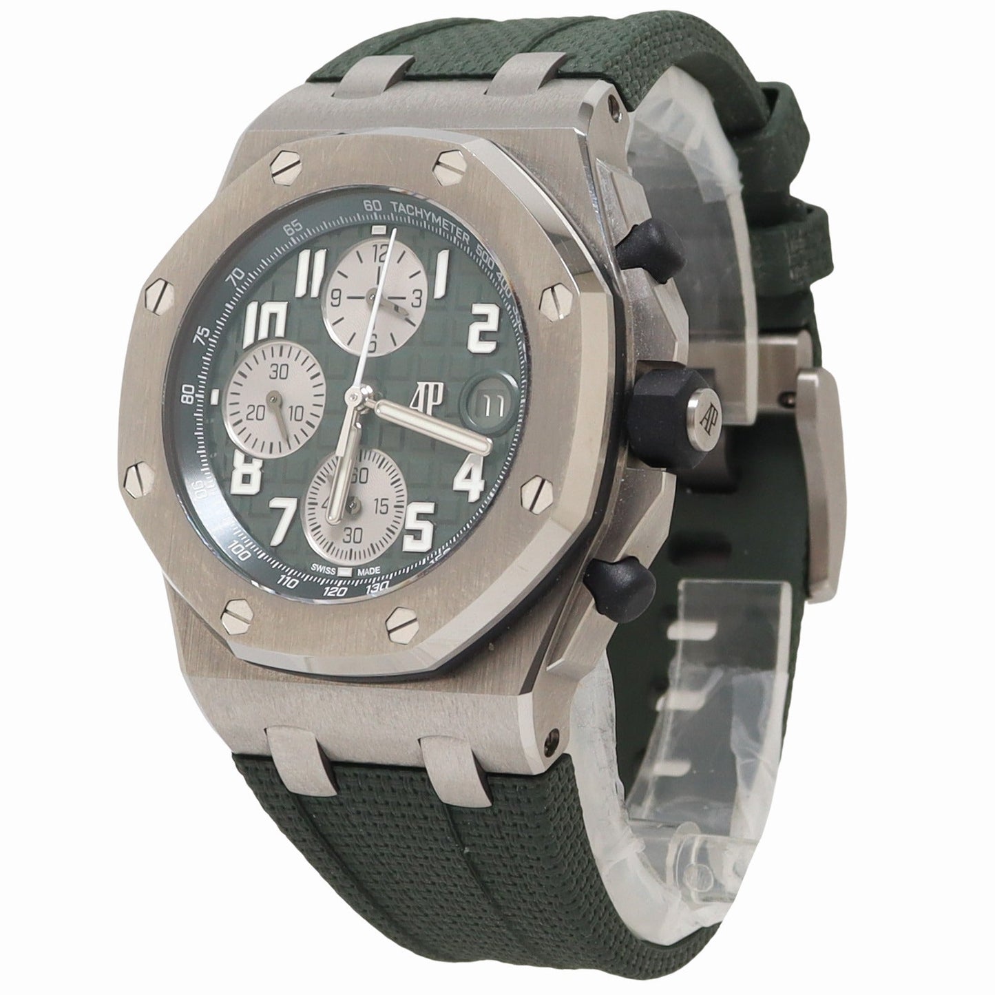 Audemars Piguet Royal Oak Offshore 42mm Khaki Green Chronograph Dial Watch Reference# 26238TI.OO.A056CA.01 - Happy Jewelers Fine Jewelry Lifetime Warranty