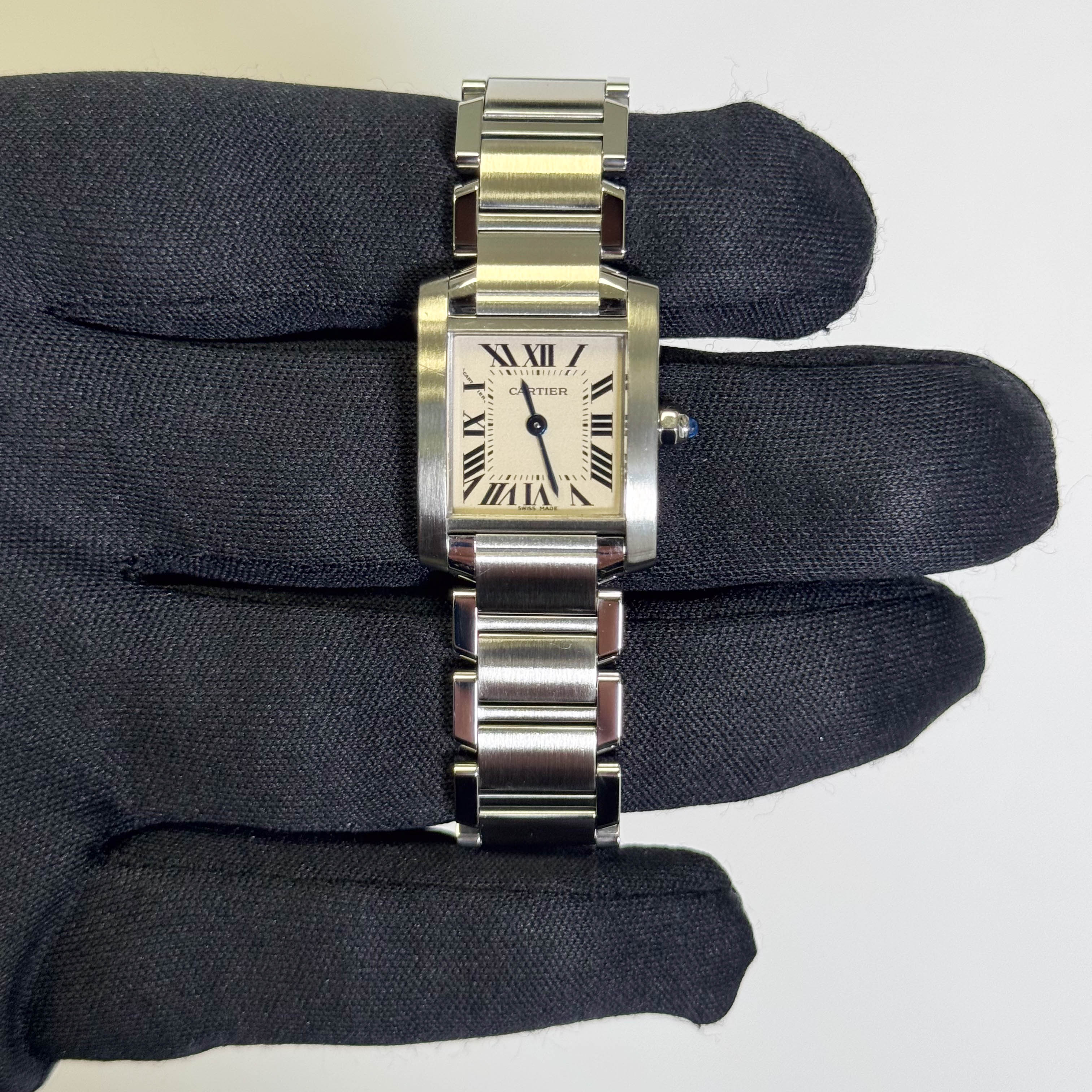 Cartier Tank Stainless Steel 20mm Ivory Dial Watch Ref# W51008Q3 - Happy Jewelers Fine Jewelry Lifetime Warranty