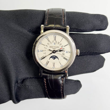 Patek Philippe Grand Complications 38mm Silver Opaline Dial Watch Ref# 5159G-001
