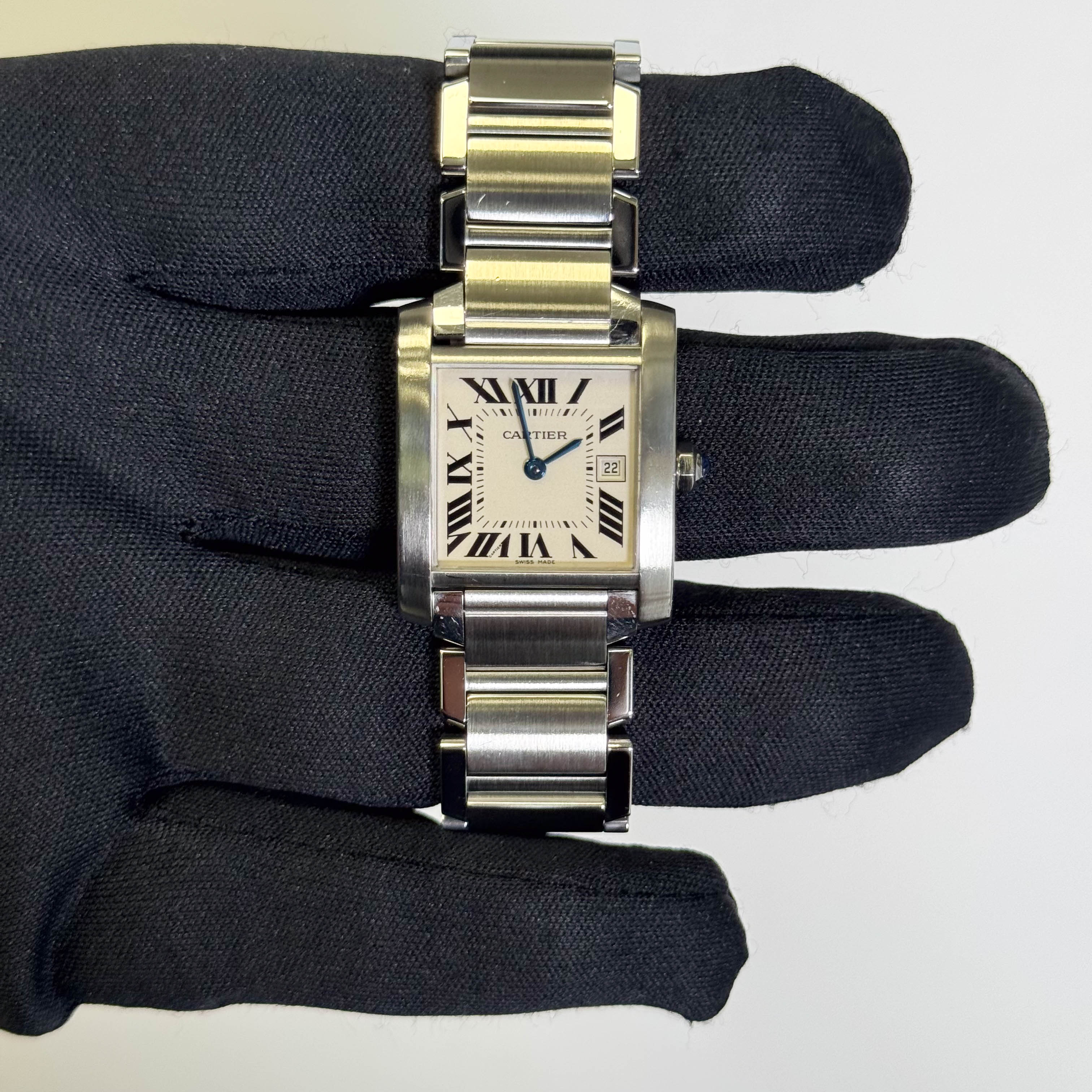 Cartier Tank Stainless Steel 25mm White Dial Watch Ref# W51011Q3 - Happy Jewelers Fine Jewelry Lifetime Warranty