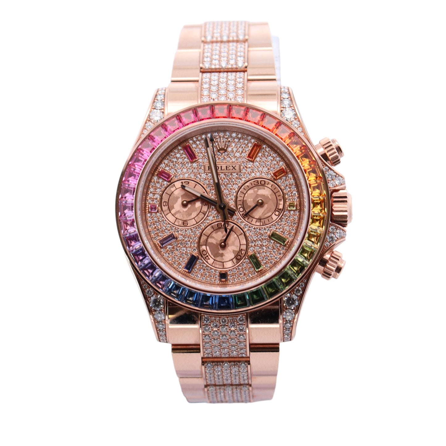 Rolex Daytona Factory "Rainbow" 40mm Rose Gold Factory Pave Diamond Dial Watch Ref# 116595RBOW - Happy Jewelers Fine Jewelry Lifetime Warranty