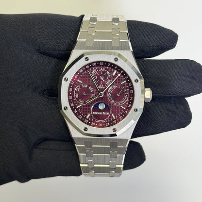 Audemars Piguet Perpetual Calender 41mm Purple Dial Watch Ref# 26574BC.OO.1220BC.01 - Happy Jewelers Fine Jewelry Lifetime Warranty