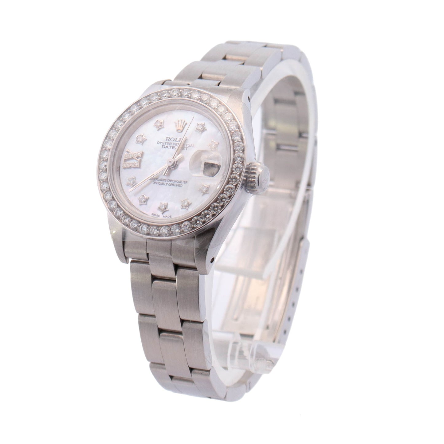 Rolex Datejust Stainless Steel 26mm White MOP Diamond Dial Watch Reference #: 69160 - Happy Jewelers Fine Jewelry Lifetime Warranty
