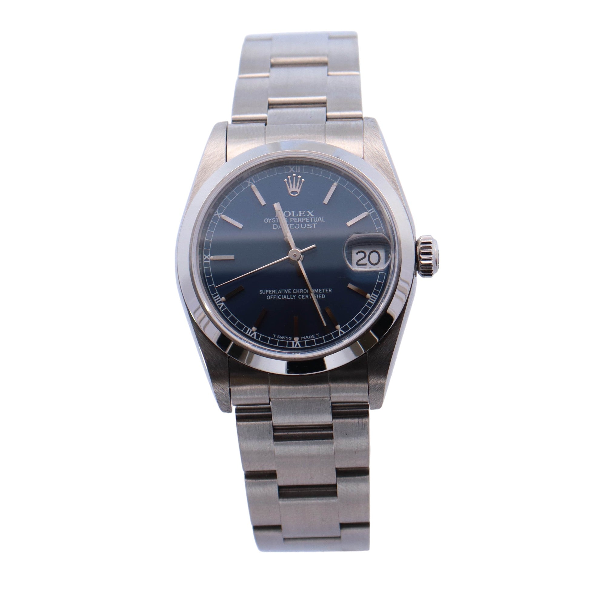 Rolex Datejust Stainless Steel 31mm Blue Stick Dial Watch Reference #: 68240 - Happy Jewelers Fine Jewelry Lifetime Warranty