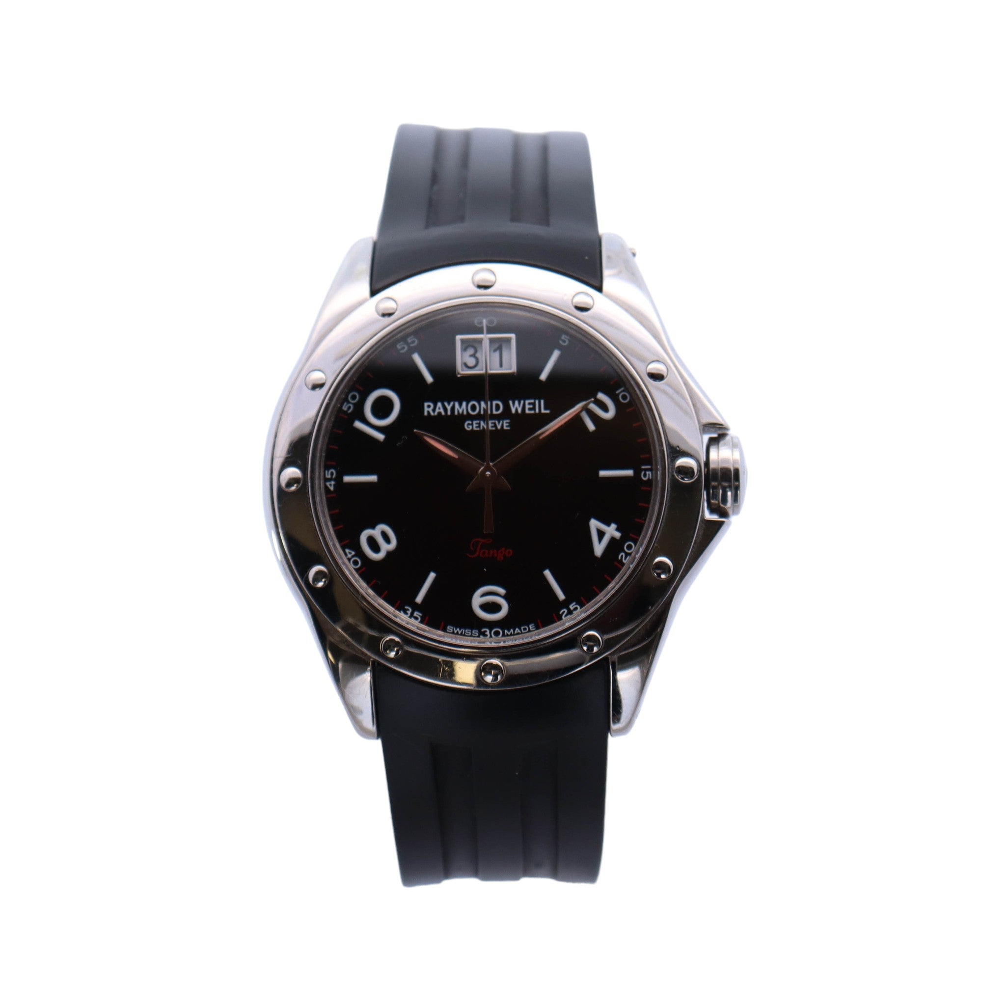 Raymond Weil Stainless Steel 38mm Black Arabic and Stick Dial Watch  Reference #: 5595 - Happy Jewelers Fine Jewelry Lifetime Warranty