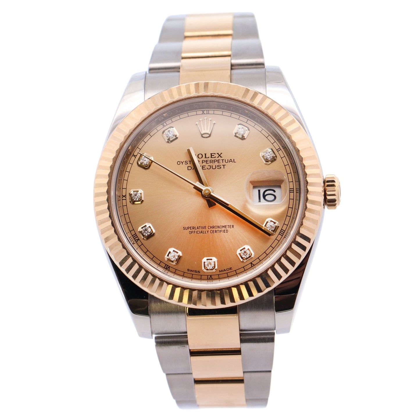 Rolex Datejust 41mm Two Tone Yellow Gold & Steel Champagne Diamond Dot Dial Watch Reference #: 126333