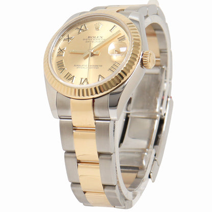 Rolex Datejust 31mm Yellow Gold & Stainless Steel Champagne Roman Dial Watch Reference# 178273 - Happy Jewelers Fine Jewelry Lifetime Warranty