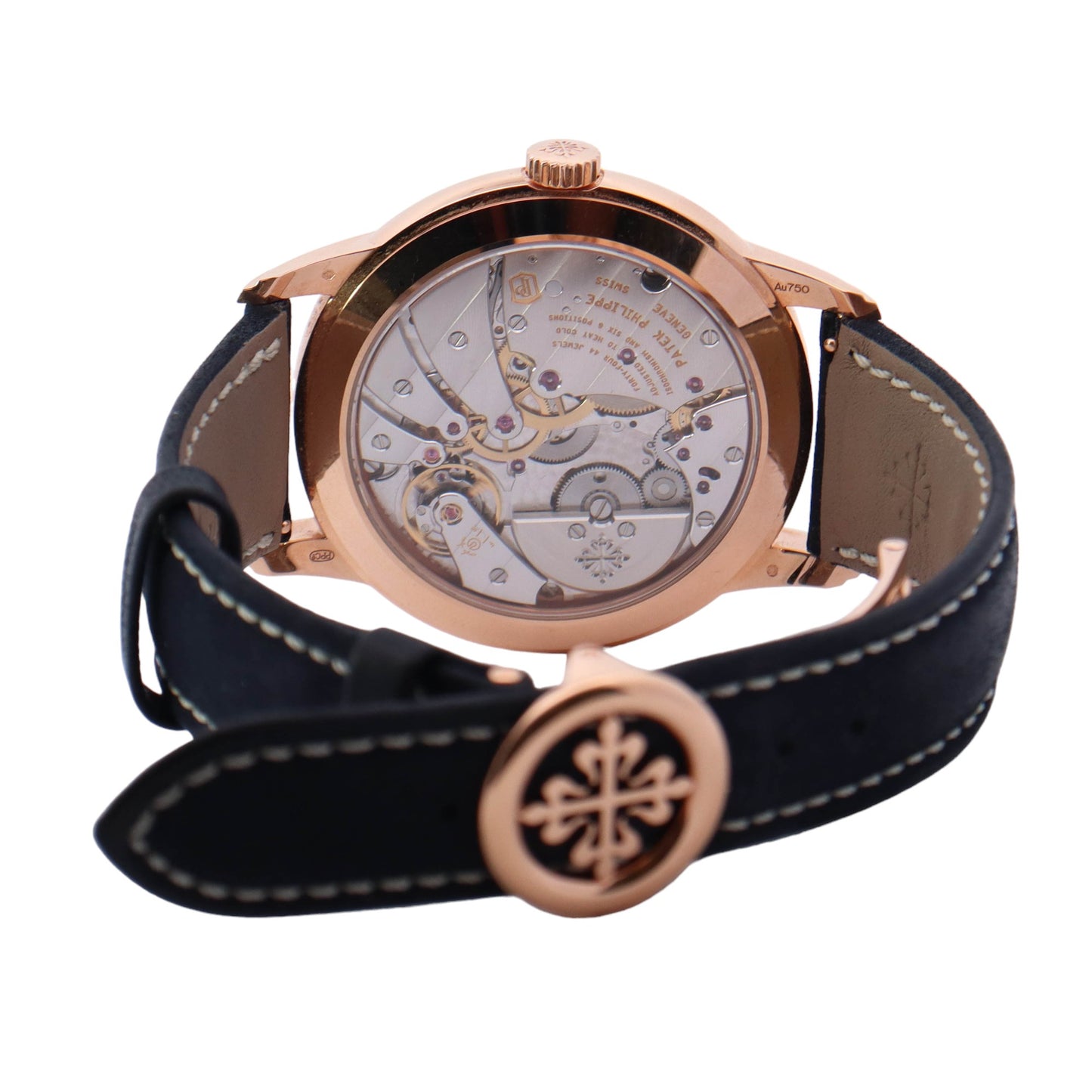 Patek Philippe Complications Rose Gold 42mm Blue Arabic & Stick Dial Watch Reference #: 5224R-001 - Happy Jewelers Fine Jewelry Lifetime Warranty