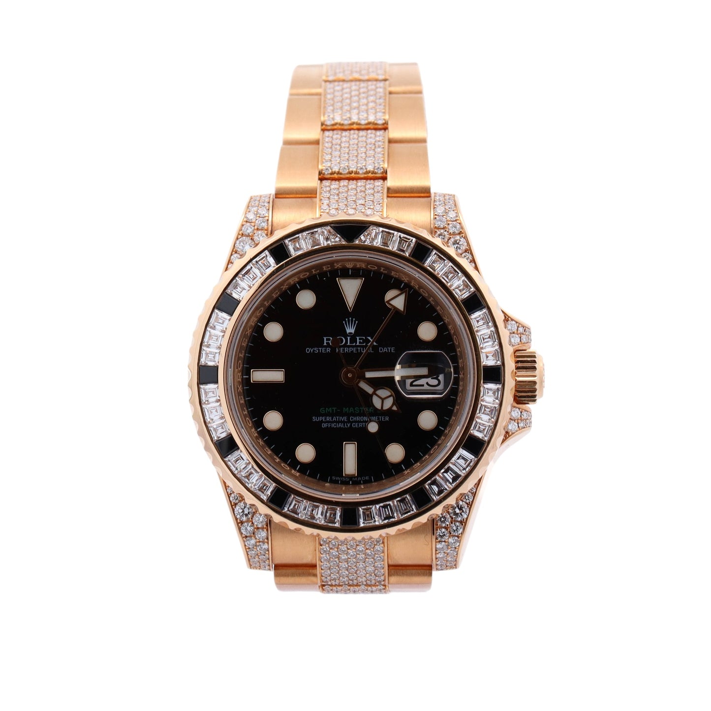 Rolex GMT-Master II Yellow Gold 40mm Black Dot Dial Watch Reference #: 116758SANR - Happy Jewelers Fine Jewelry Lifetime Warranty