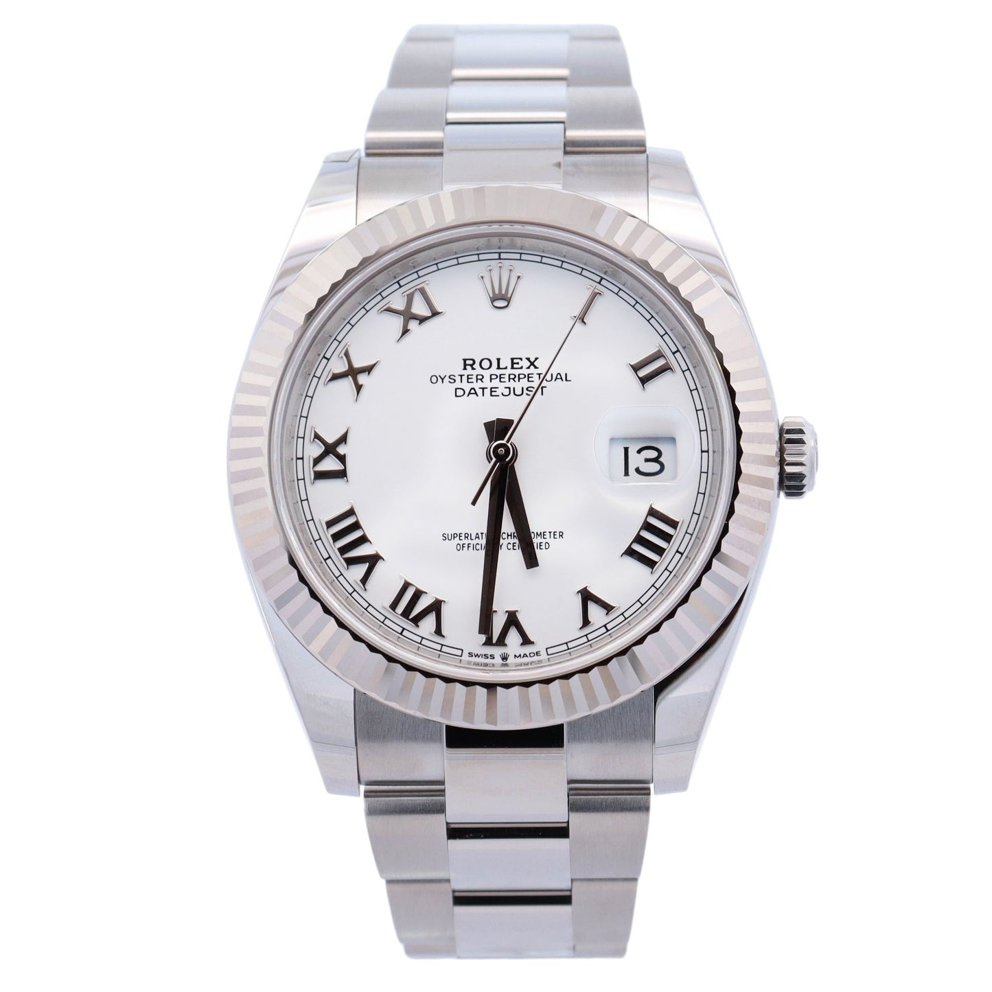 Rolex Datejust 41mm Stainless Steel White Roman Dial Watch Reference# 126334 - Happy Jewelers Fine Jewelry Lifetime Warranty