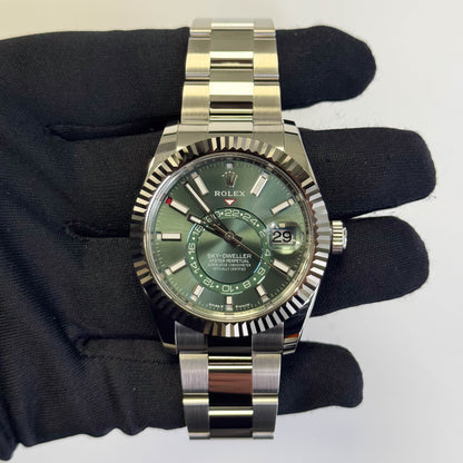Rolex Sky-Dweller 42mm Green Dial Watch Ref# 336934