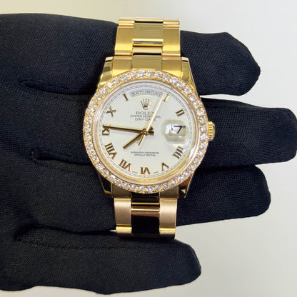 Rolex Day-Date 36mm White Dial Watch Ref# 118208