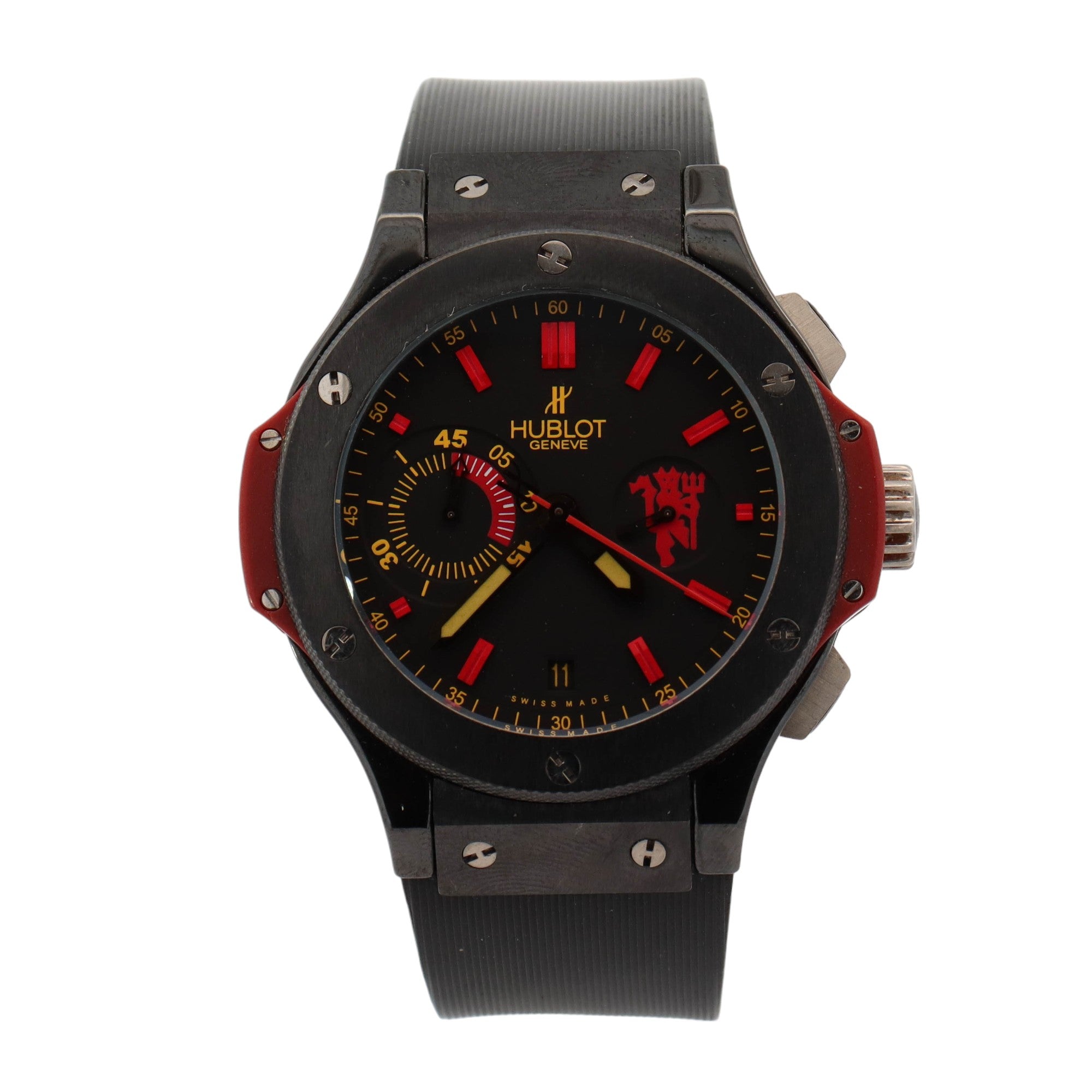 Hublot Big Bang "Red Devil" Black Ceramic 44mm Black Stick Dial Watch Reference #:  318.CM.1190.RX.MAN08 - Happy Jewelers Fine Jewelry Lifetime Warranty