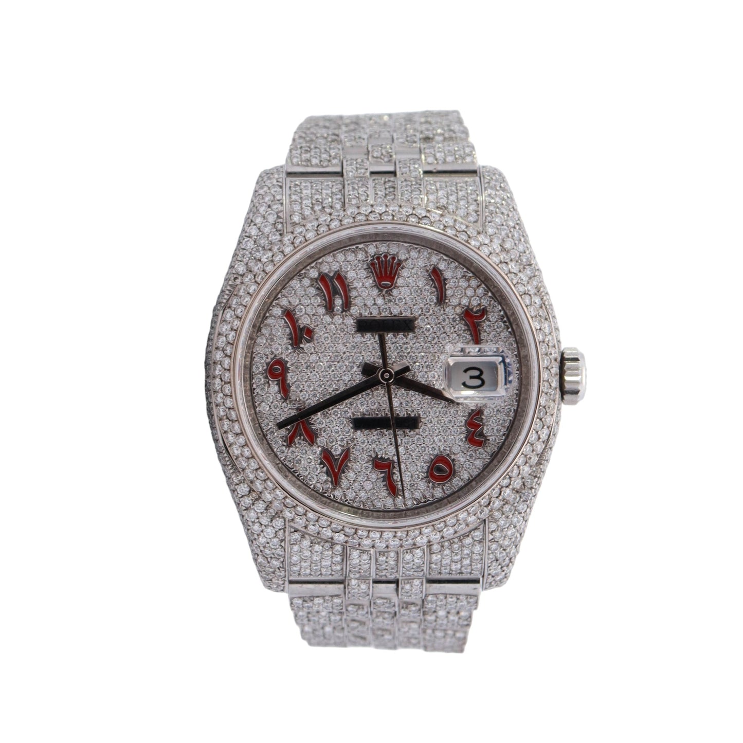 Rolex Datejust36mm Iced Out Stainless Steel Custom Pave Arabic Dial Watch Reference #: 116234