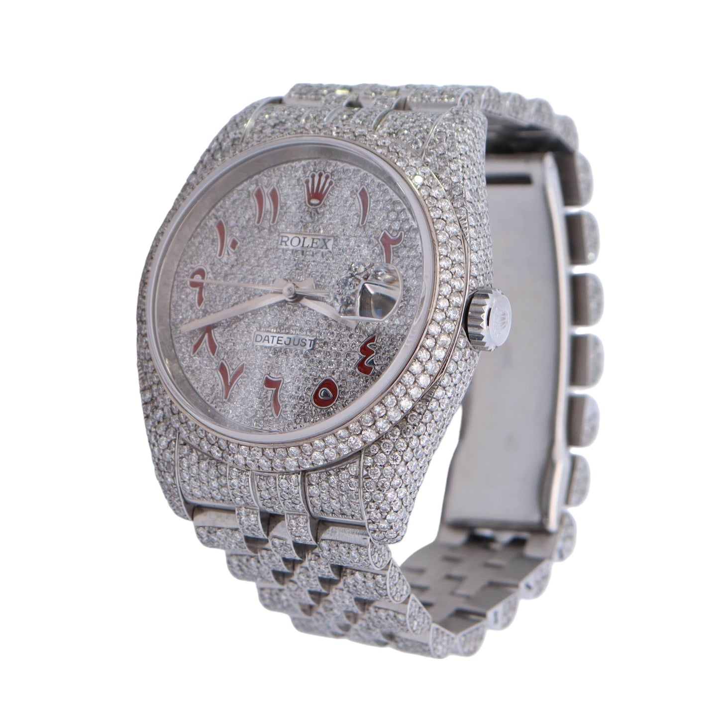 Rolex Datejust36mm Iced Out Stainless Steel Custom Pave Arabic Dial Watch Reference #: 116234